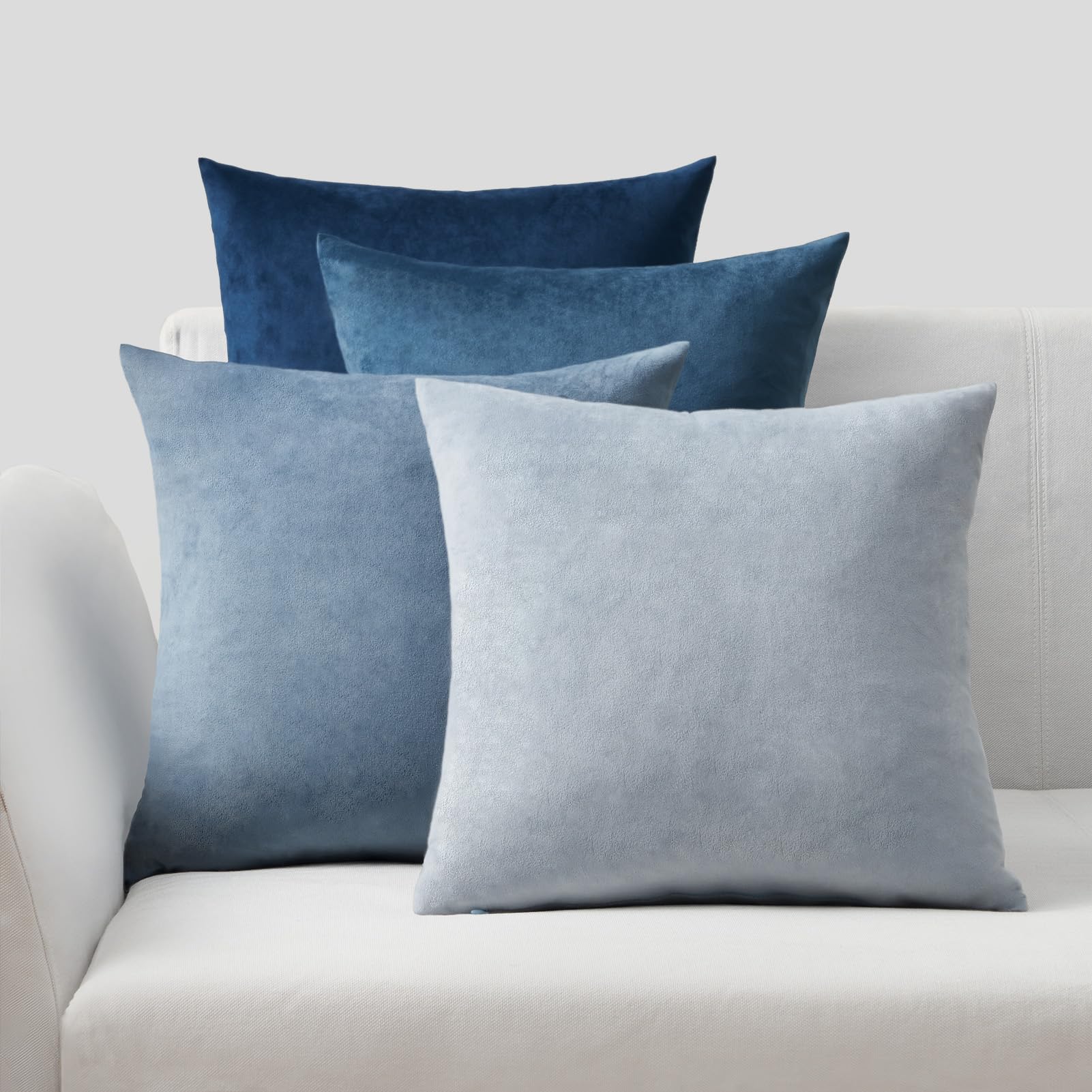 Topfinel Kissenbezüge Samt 40x40 Blau 4er-Set Verlauf