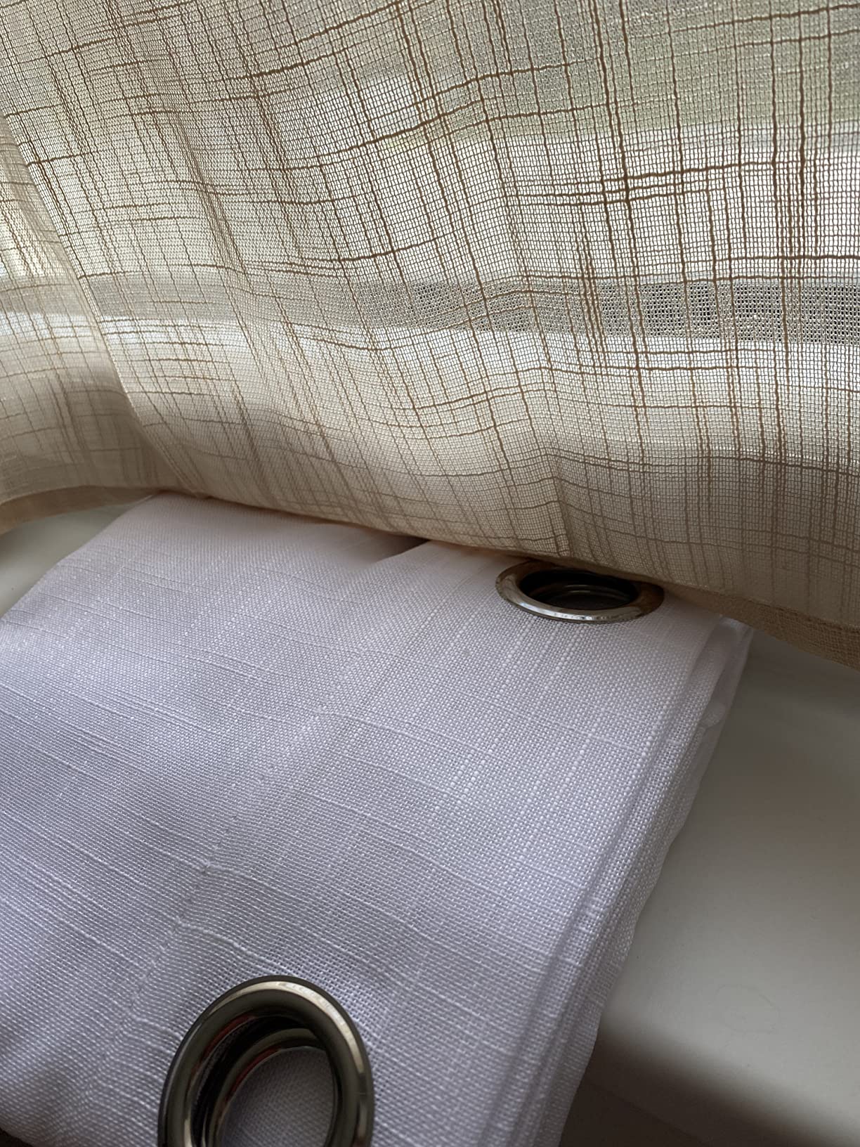 Topfinel Gardinen Leinenoptik 140x245 Beige 2er-Set Ösen