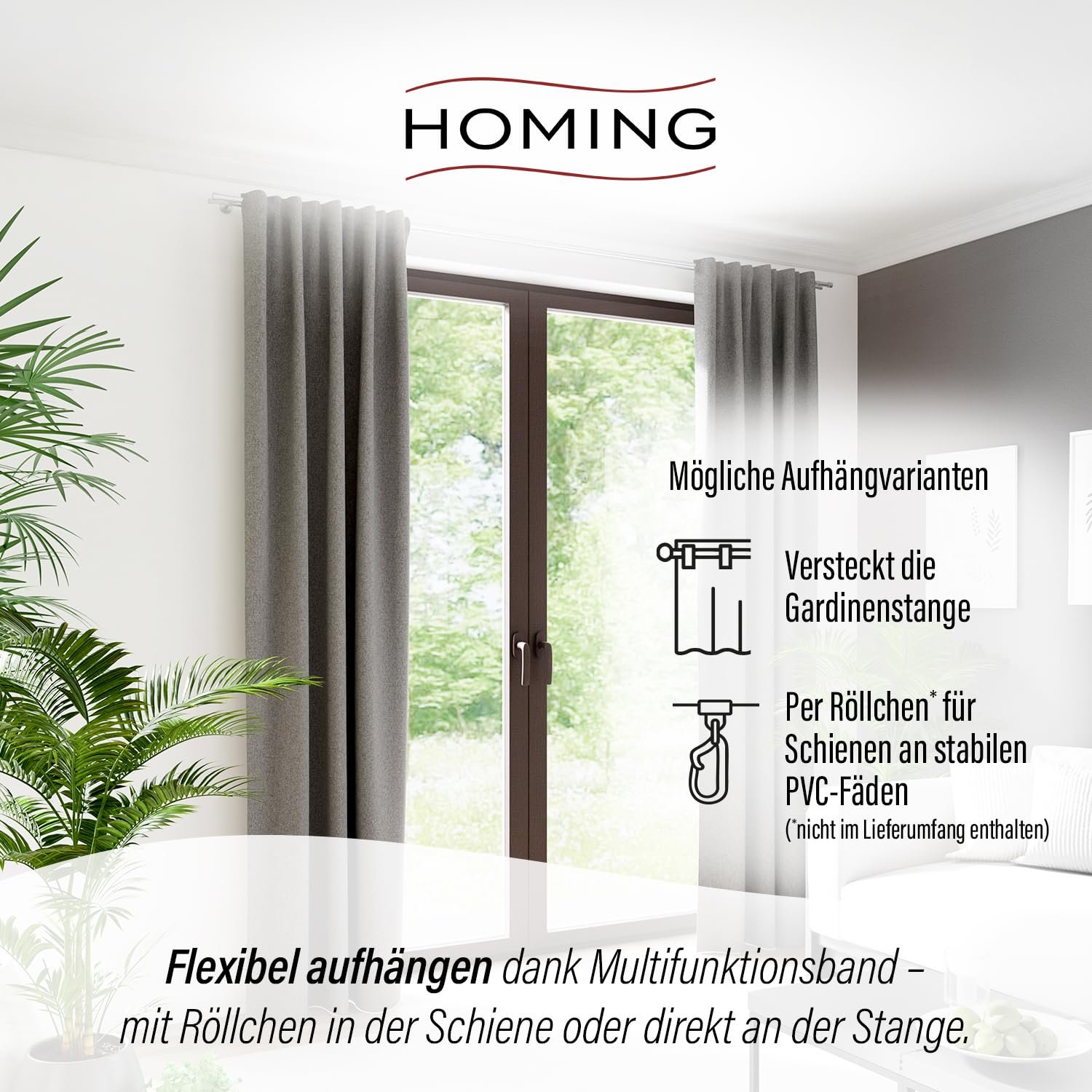 Homing Vorhang Nox Verdunkelungsvorhang Grau 135x270 blickdicht