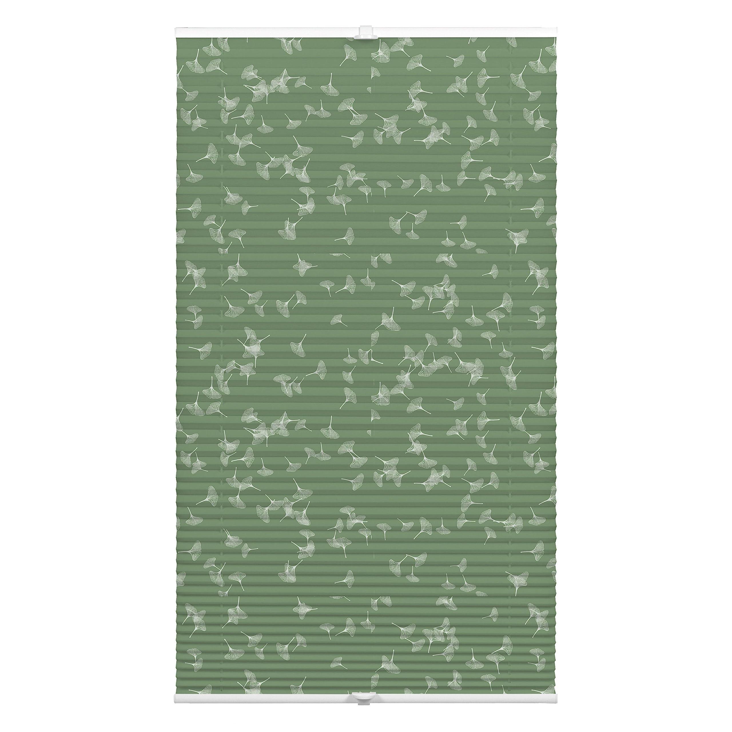 GARDINIA EASYFIX Japandi Ginkgo Plissee Grau-Weiß 80x130 cm