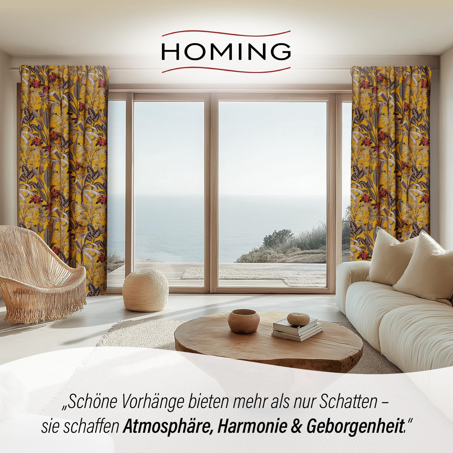 Homing Kelani Vorhang 140x245 cm Safran Blickdicht Jacquard