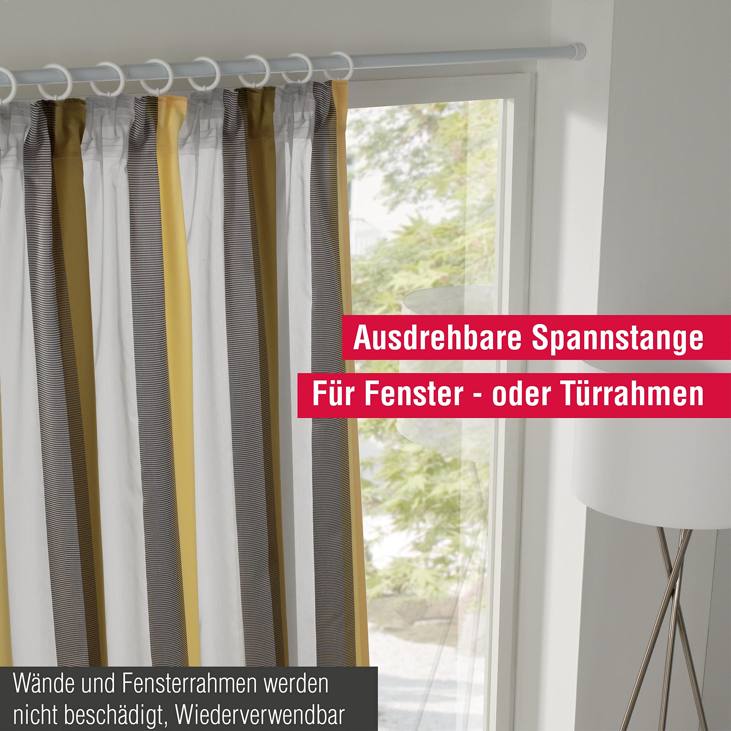 GARDINIA Denver Spannstange weiß 130-220 cm Metall