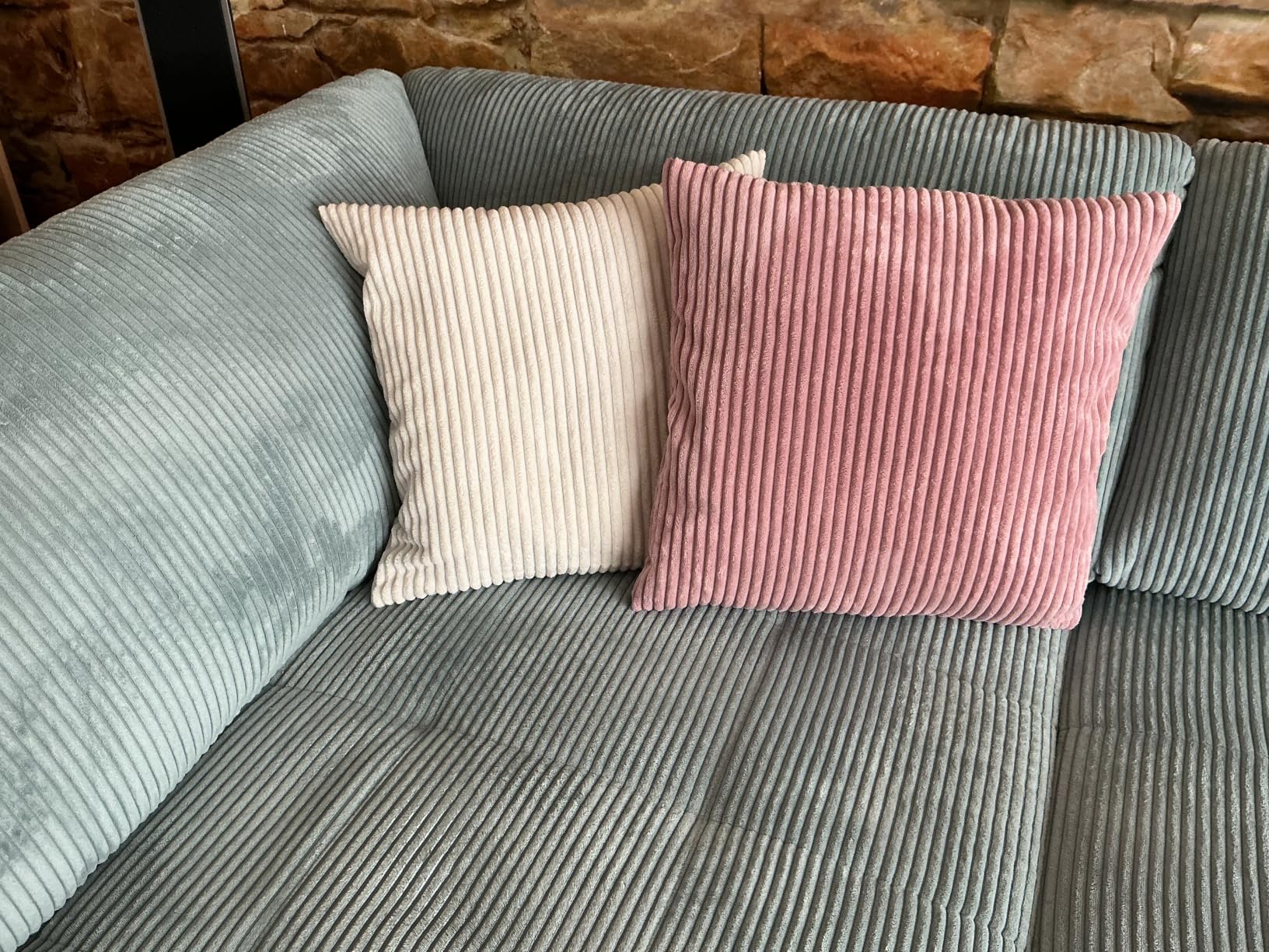 Topfinel Kissenbezüge Kordsamt Creme 40x40 cm 2er Set