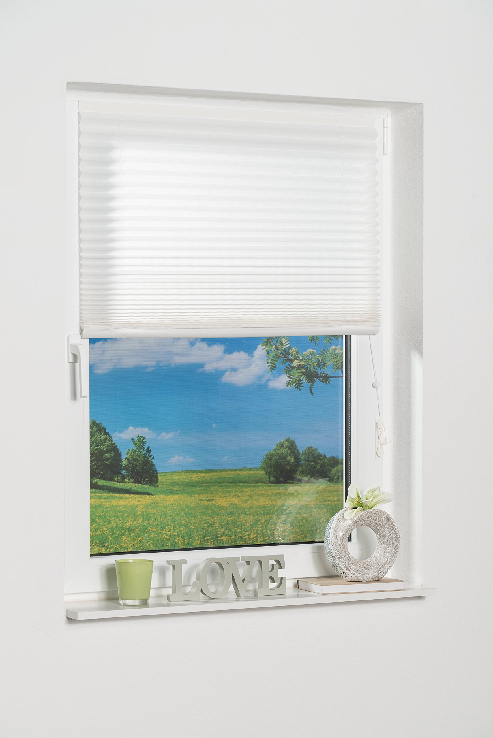K-Home Plissee Klebe Weiß B80xH210 cm Lichtschutz