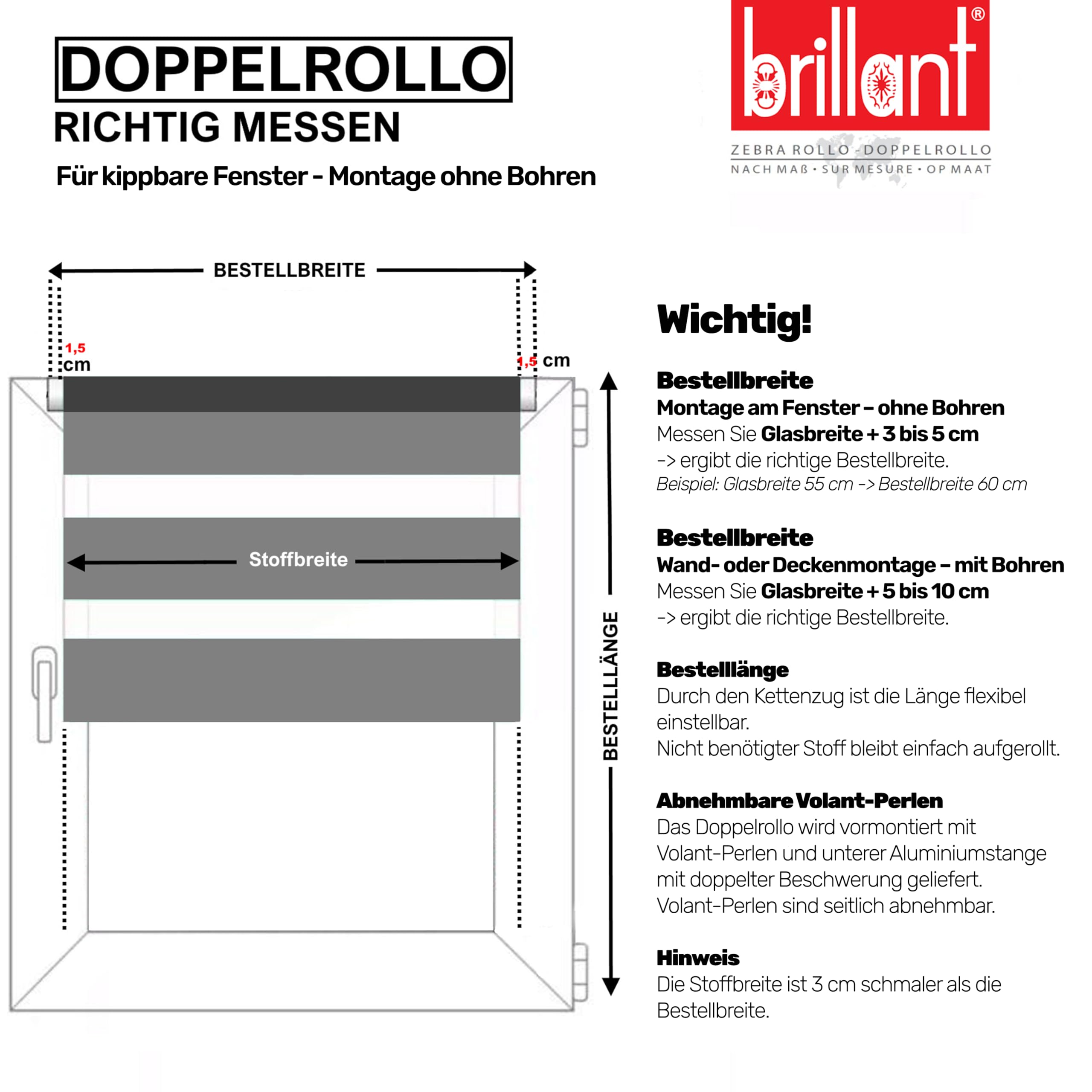 Brillant Doppelrollo Klemmfix Weiß 50 x 200 cm blickdicht