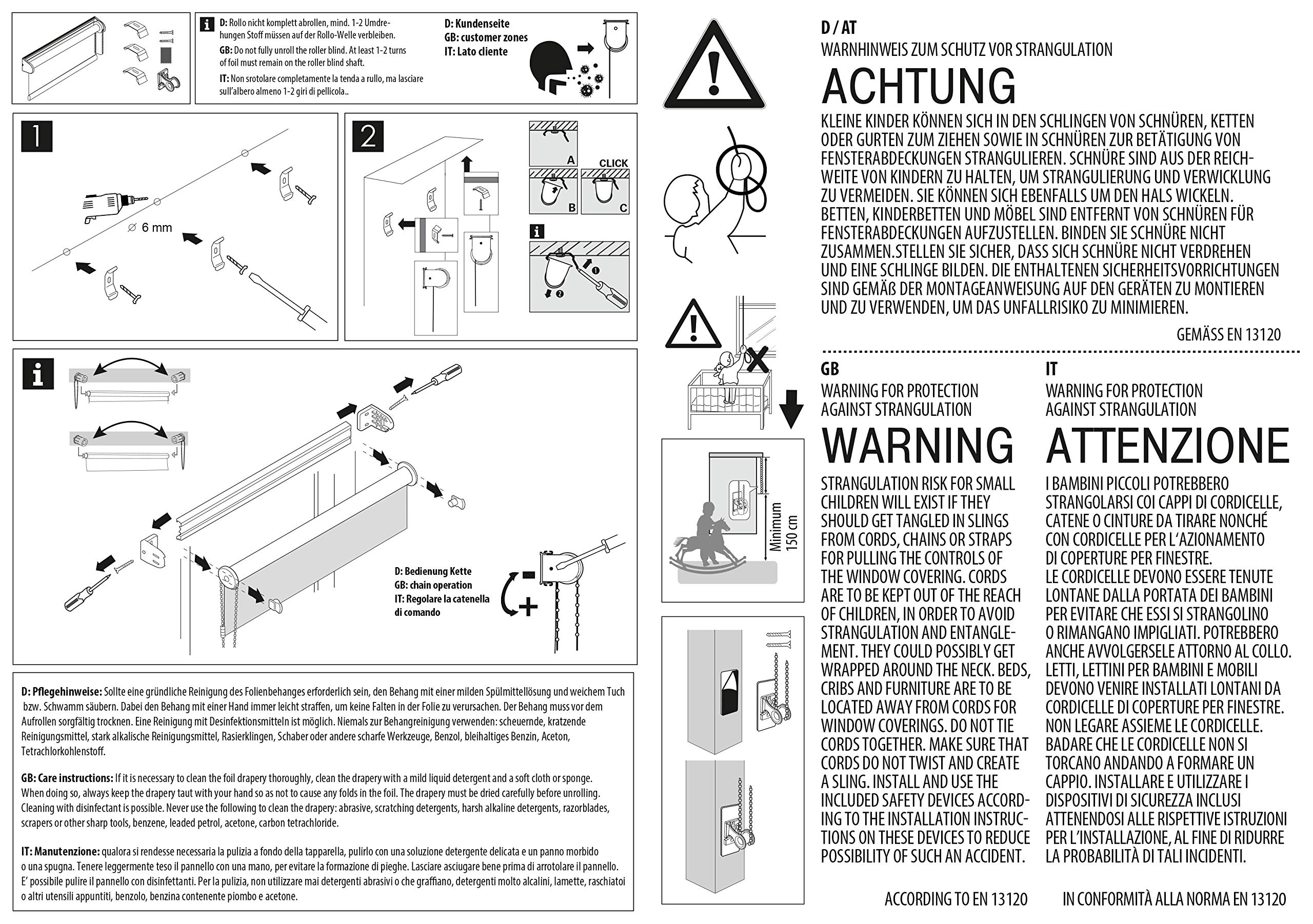 Gardinia EASYFIX Hygiene-Rollo Transparent 120x180 Folie