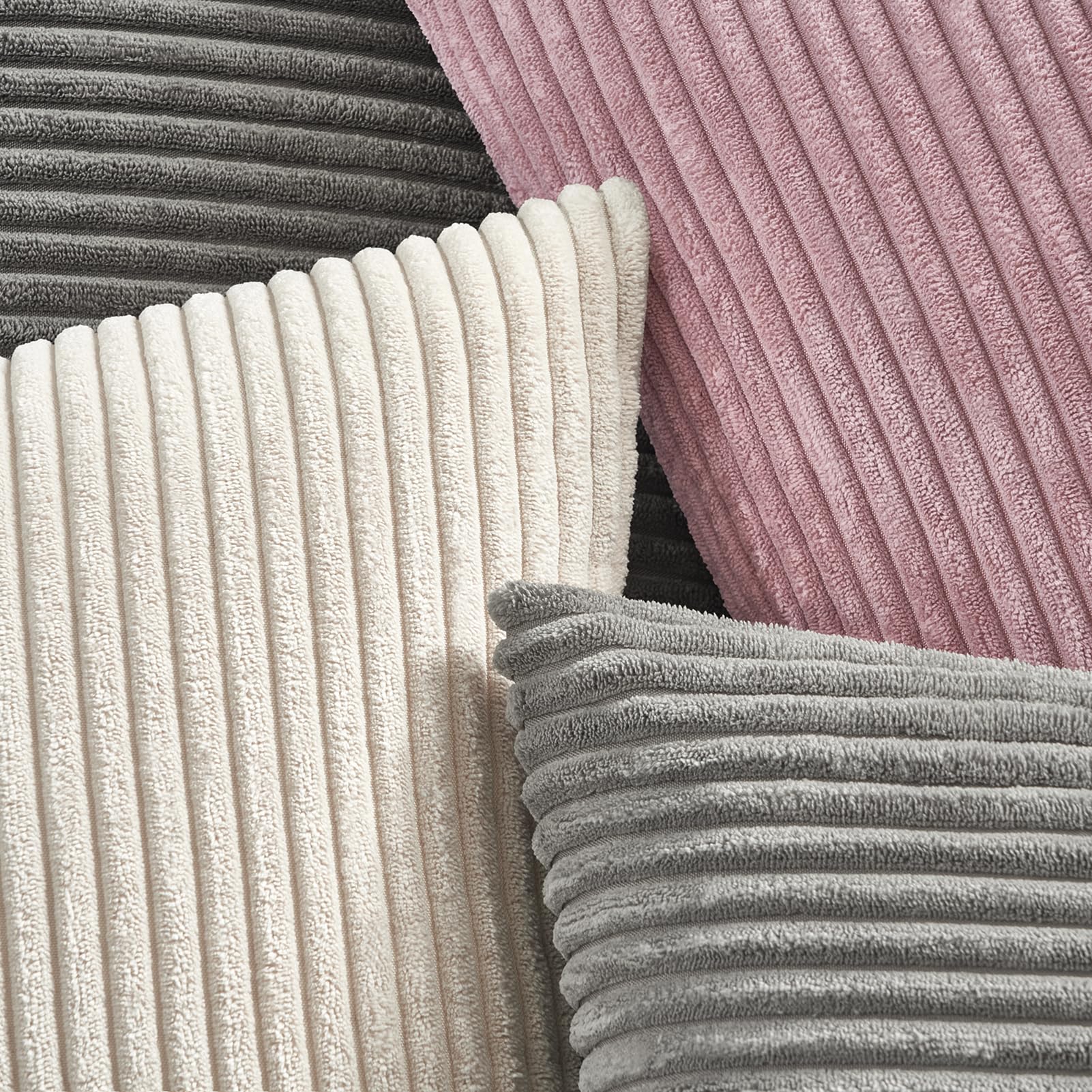 Topfinel Kissenbezüge Kordsamt Creme 40x40 cm 2er Set