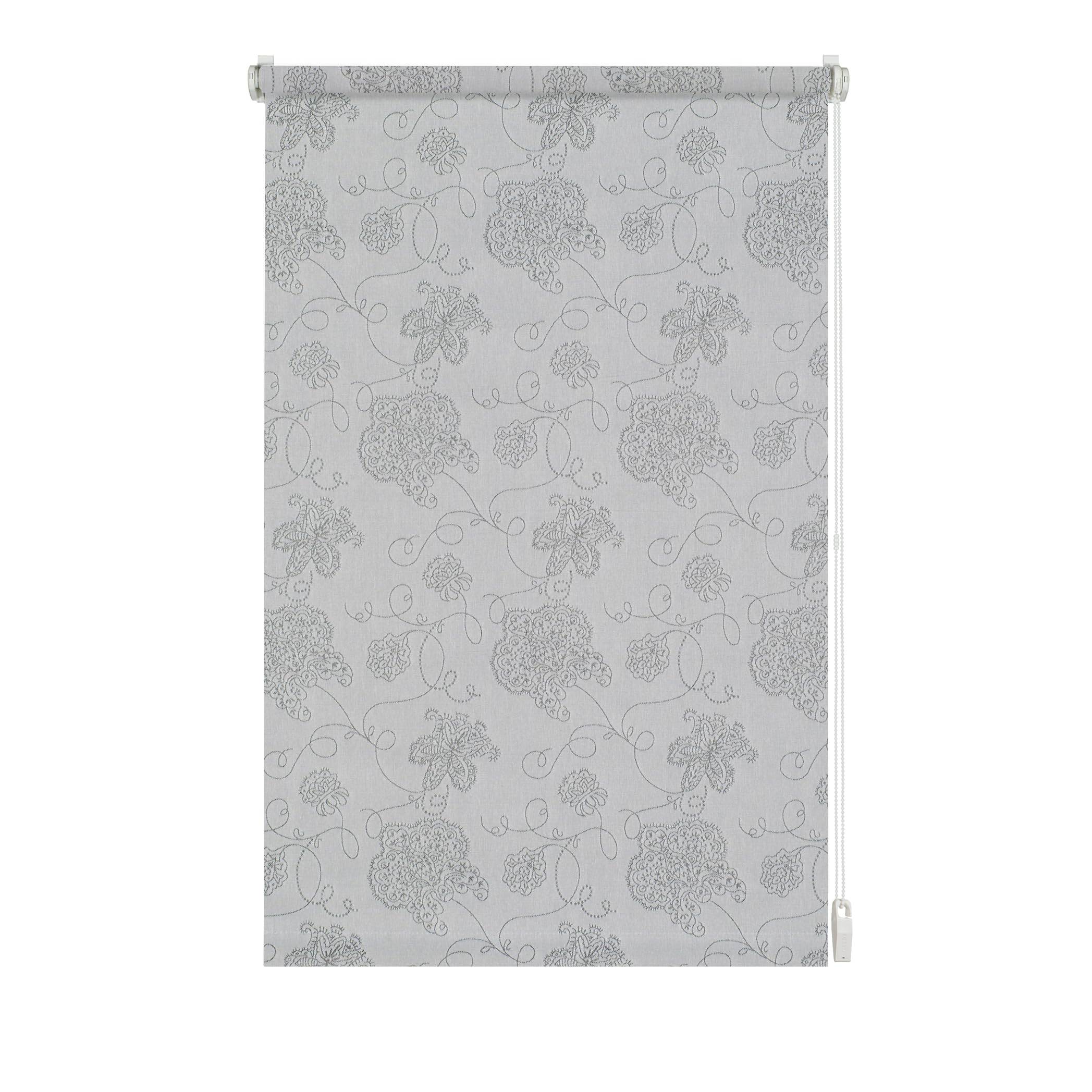 GARDINIA EASYFIX Rollo 721 Stickerei Silber 75x150 cm blickdicht