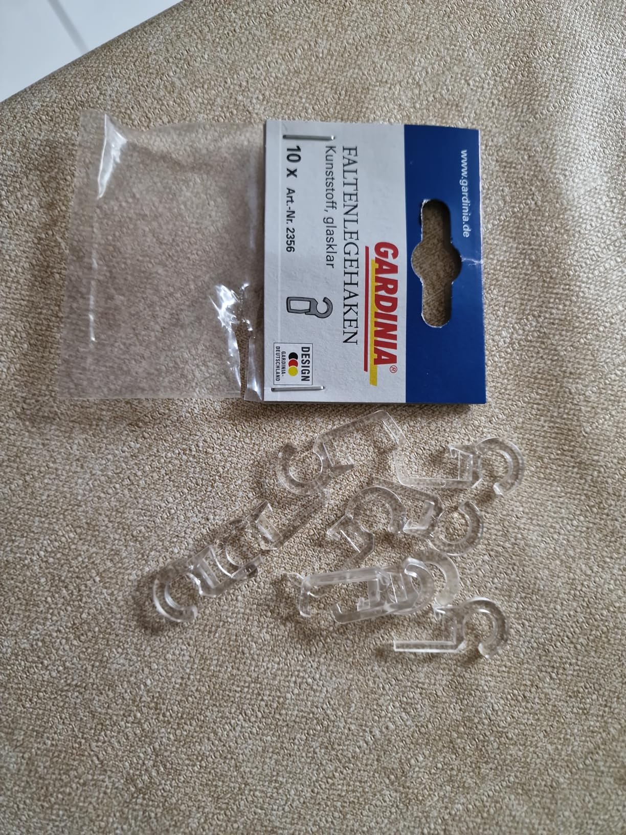 GARDINIA Chicago Faltenlegehaken Transparent 10 Stück