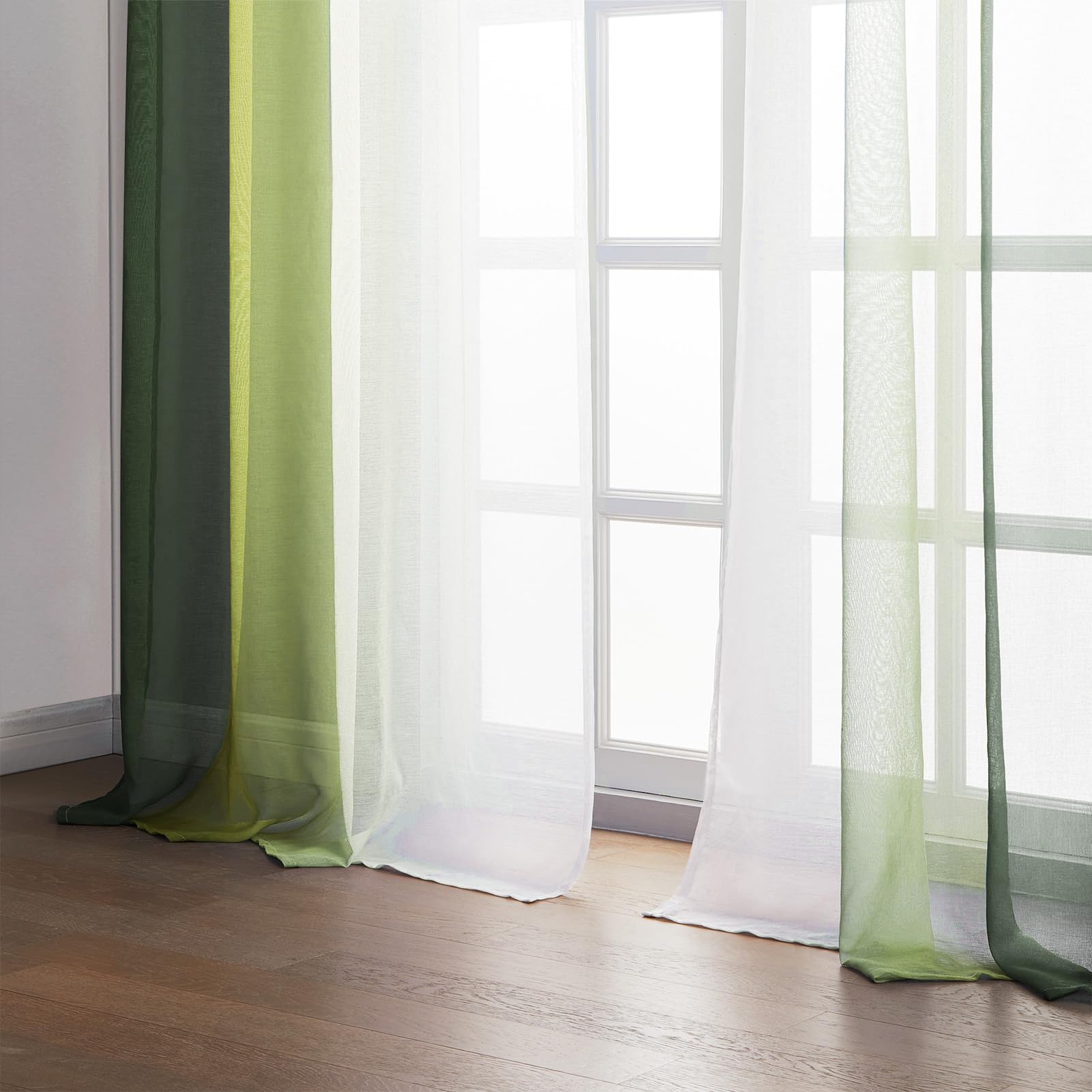 Topfinel Vorhang Farbverlauf Grün 140x160 cm 2er-Set Ösen