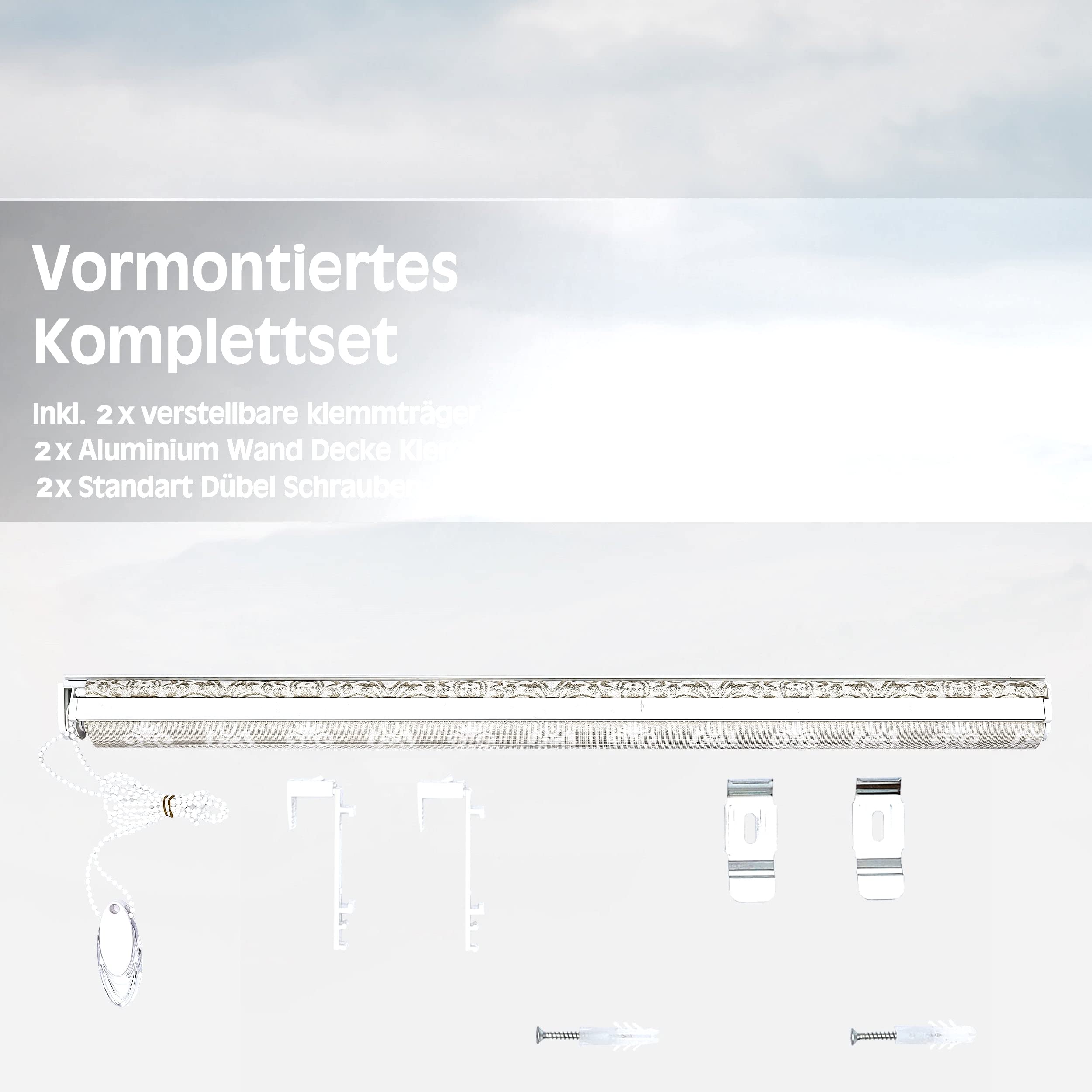 Brillant Doppelrollo Klemmfix 90x220 cm Gold Glitzer Seitenzug