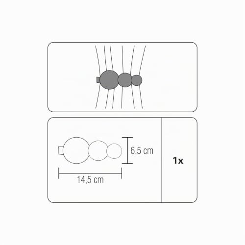 GARDINIA Country Raffspange Kreise Schwarz 14,5x6,5 cm Magnet