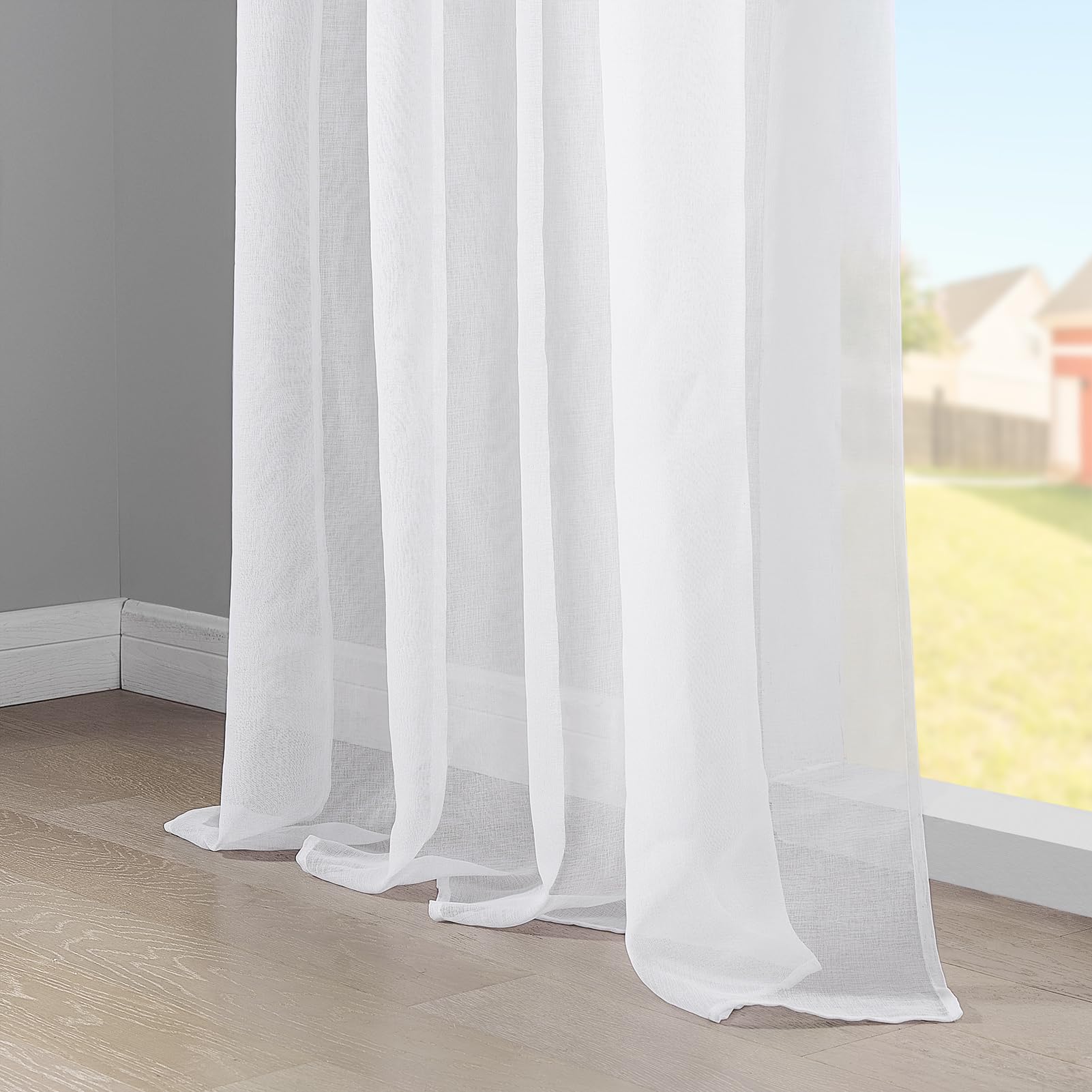 Topfinel Voile Vorhang Weiß 140x235 cm 2er Set Halbtransparent