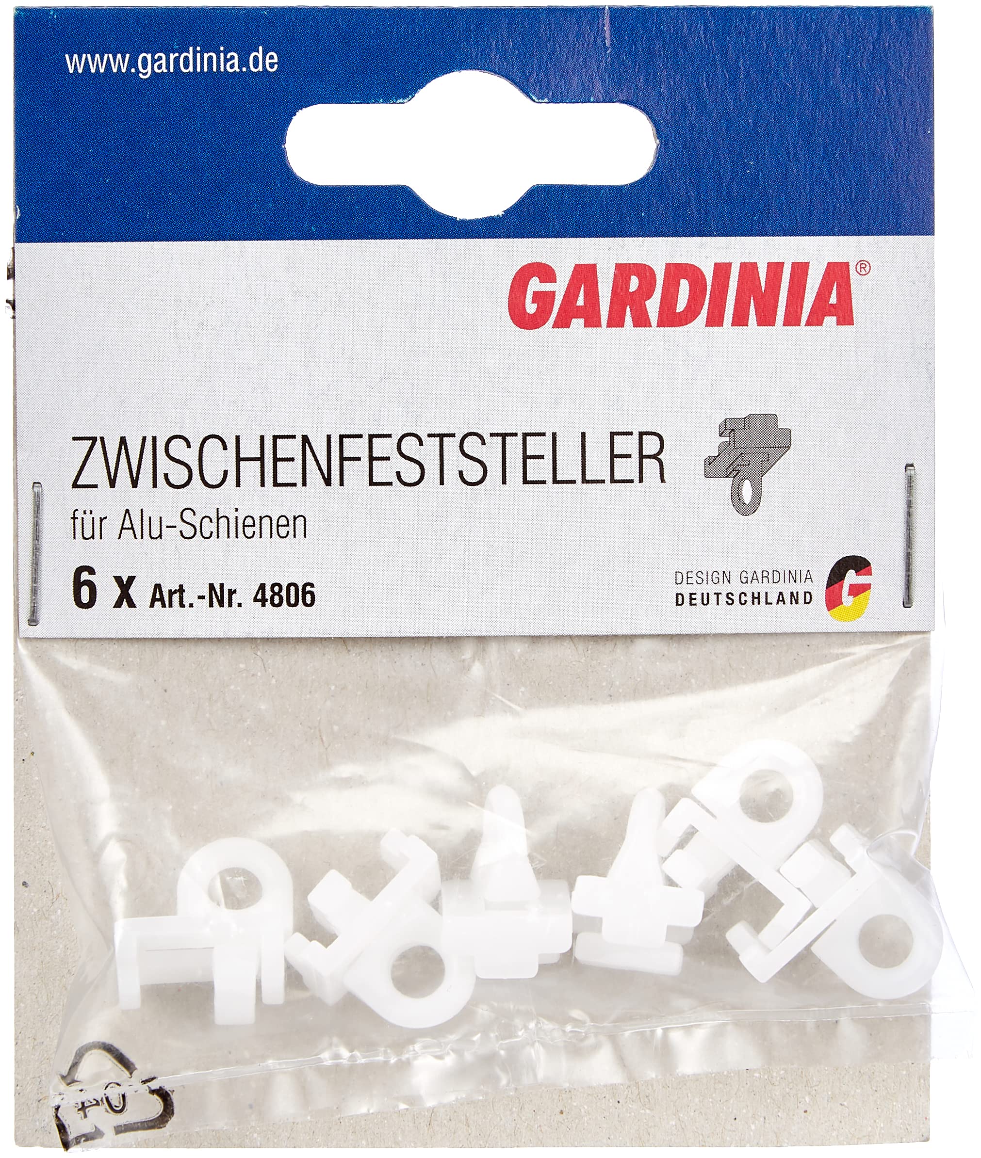 GARDINIA Chicago Feststeller Vorhangschiene Weiß 6 Stück