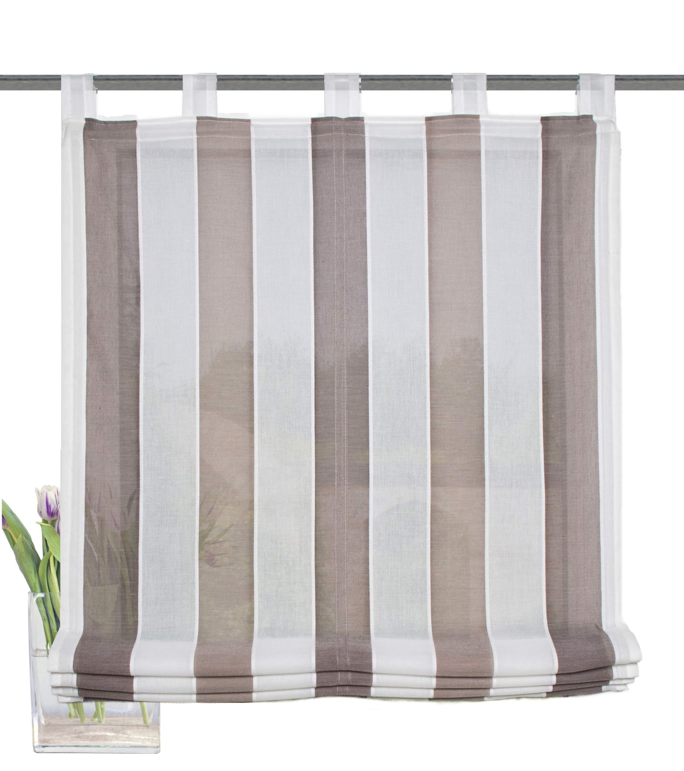 Home Fashion Raffrollo 79154-740 Raffrollo Braun 100x140 halbtransparent