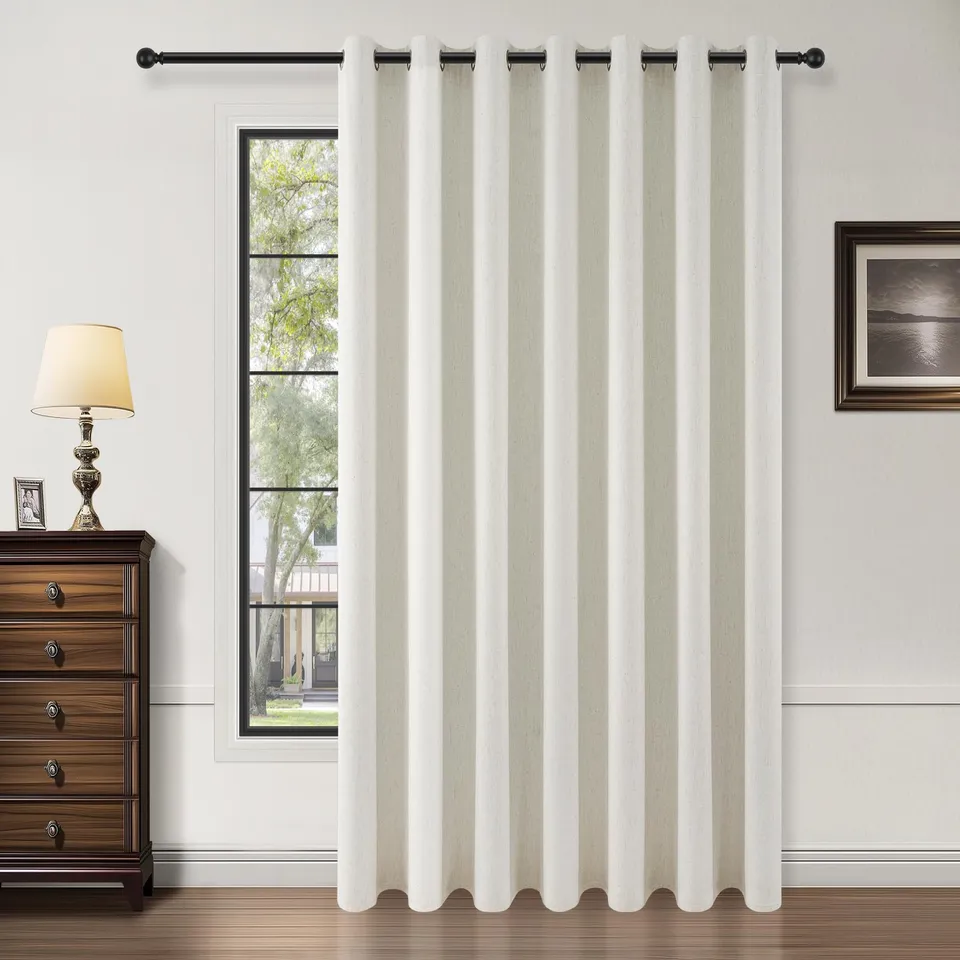 Topfinel Vorhang Ösen Verdunkelung Cream 300x240 cm blickdicht