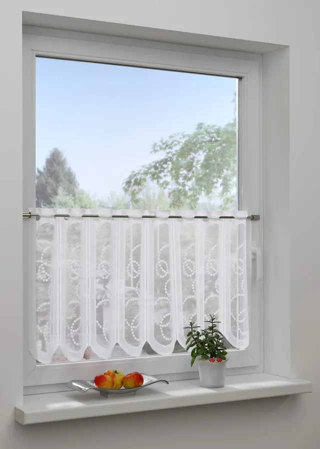GARDINIA Country Scheibengardine Borte Weiß 50x150 cm transparent