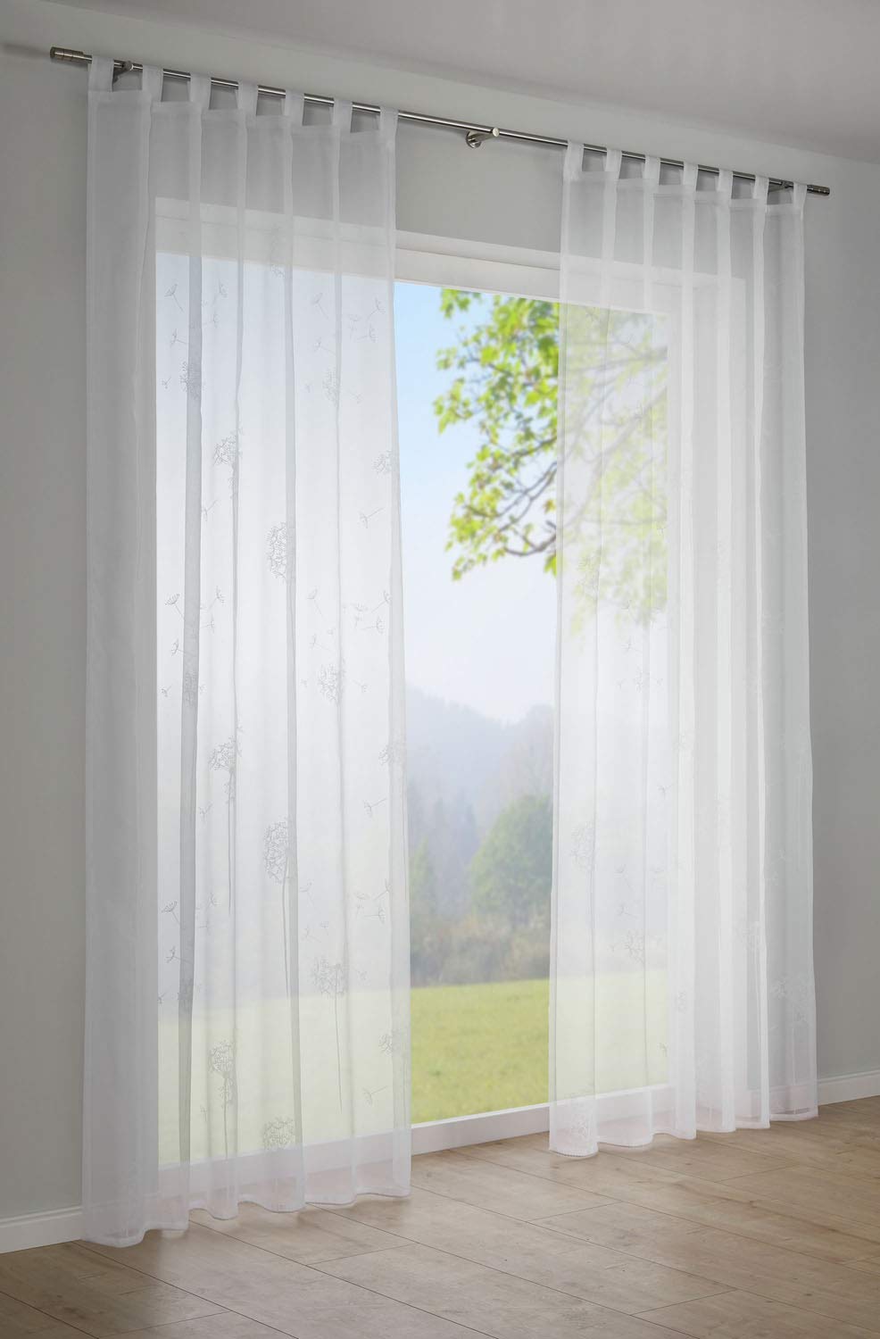 Gardinia Country Voile-Flock Vorhang Weiß 140x245 cm