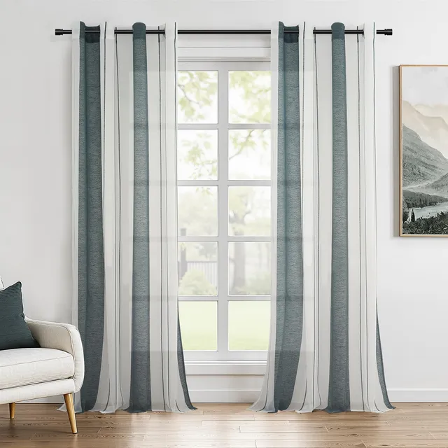 Topfinel Gardinen Vorhänge Ösen Grün 140x240 cm 2er Set