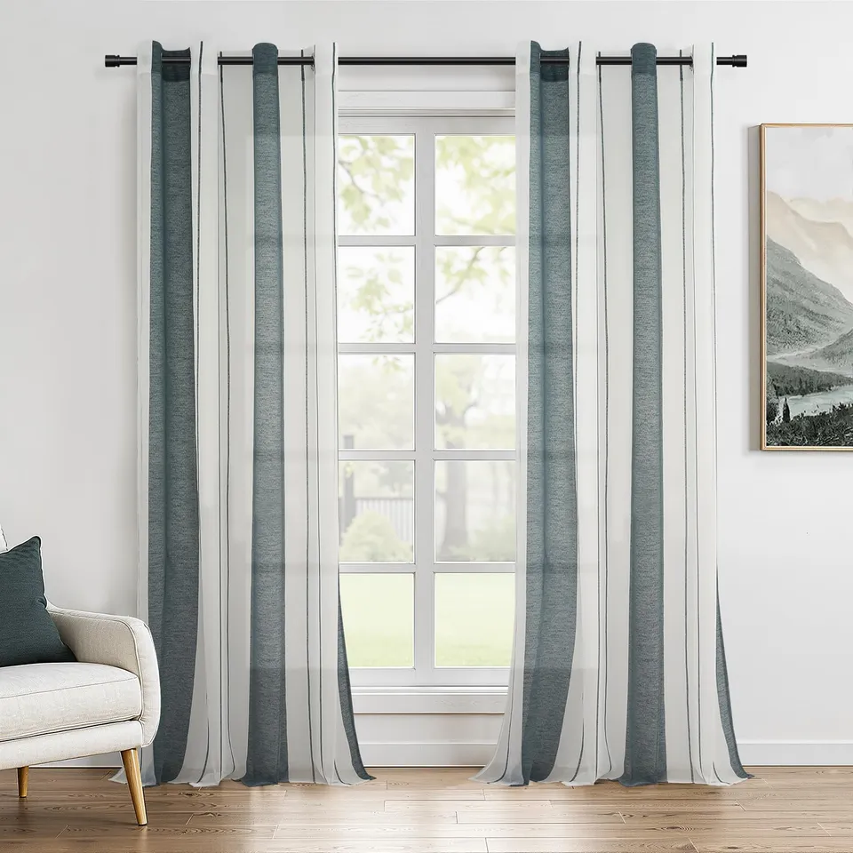 Topfinel Gardinen Vorhänge Ösen Grün 140x240 cm 2er Set