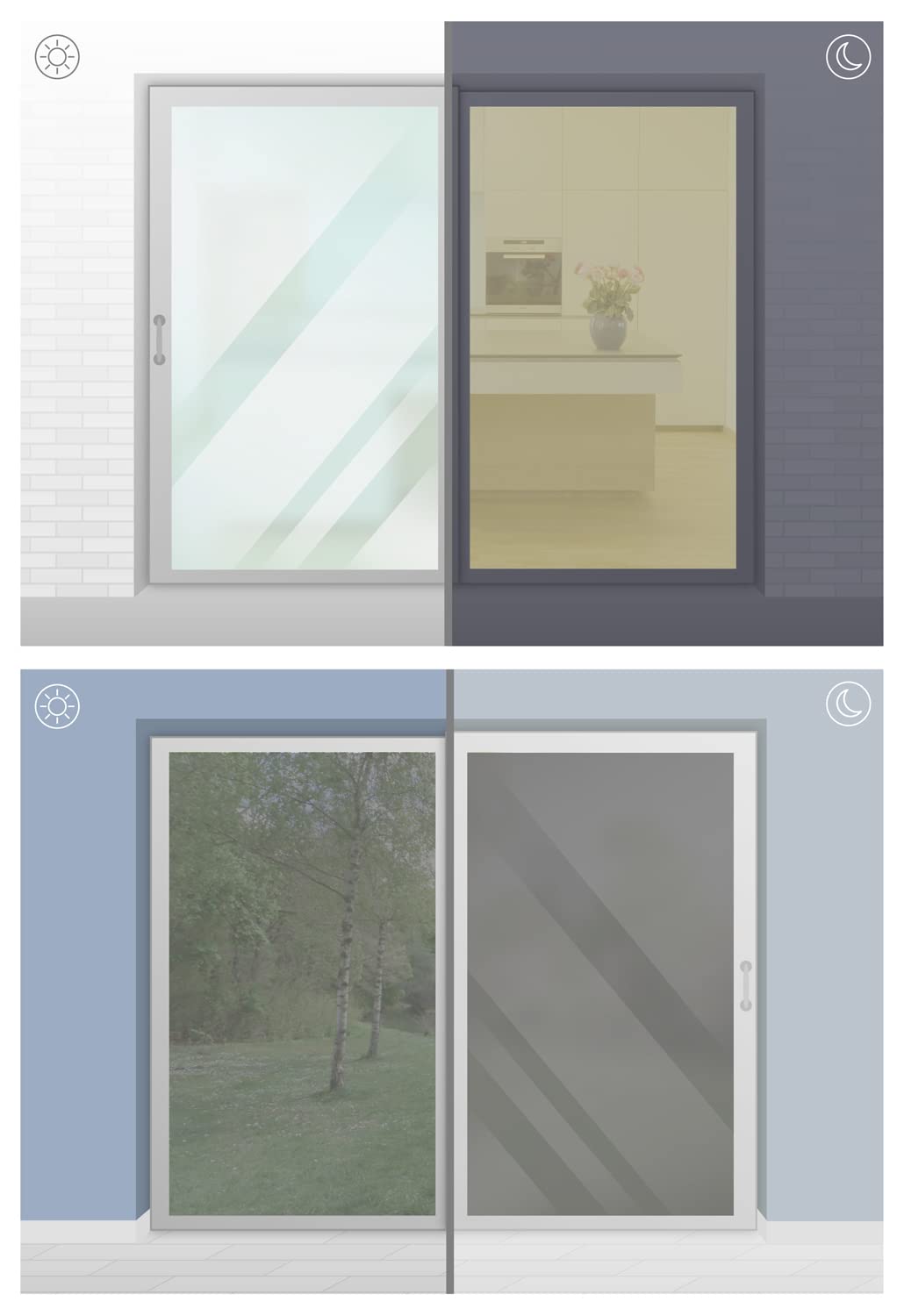 GARDINIA Solid Fensterfolie Spiegelfolie 90x150 silber statisch