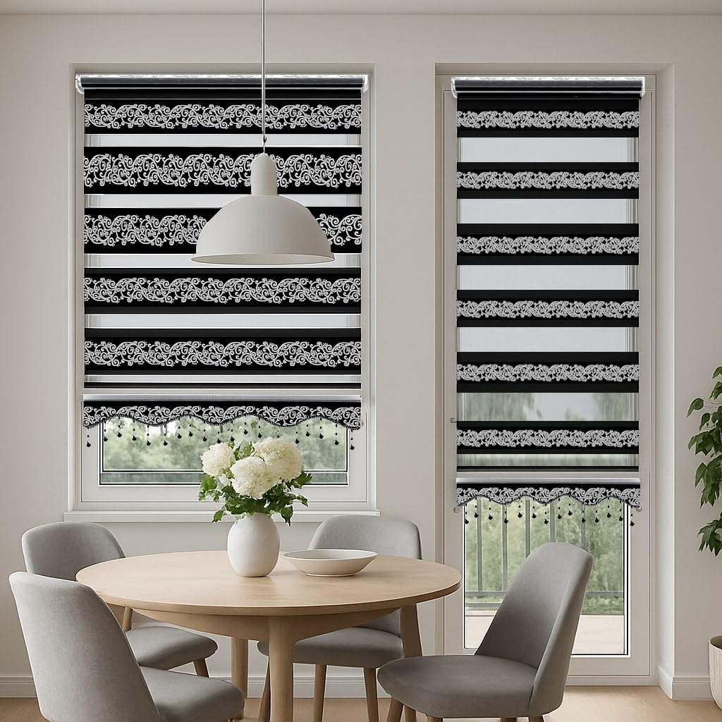Brillant Doppelrollo Klemmfix 90x200 Schwarz-Silber blickdicht