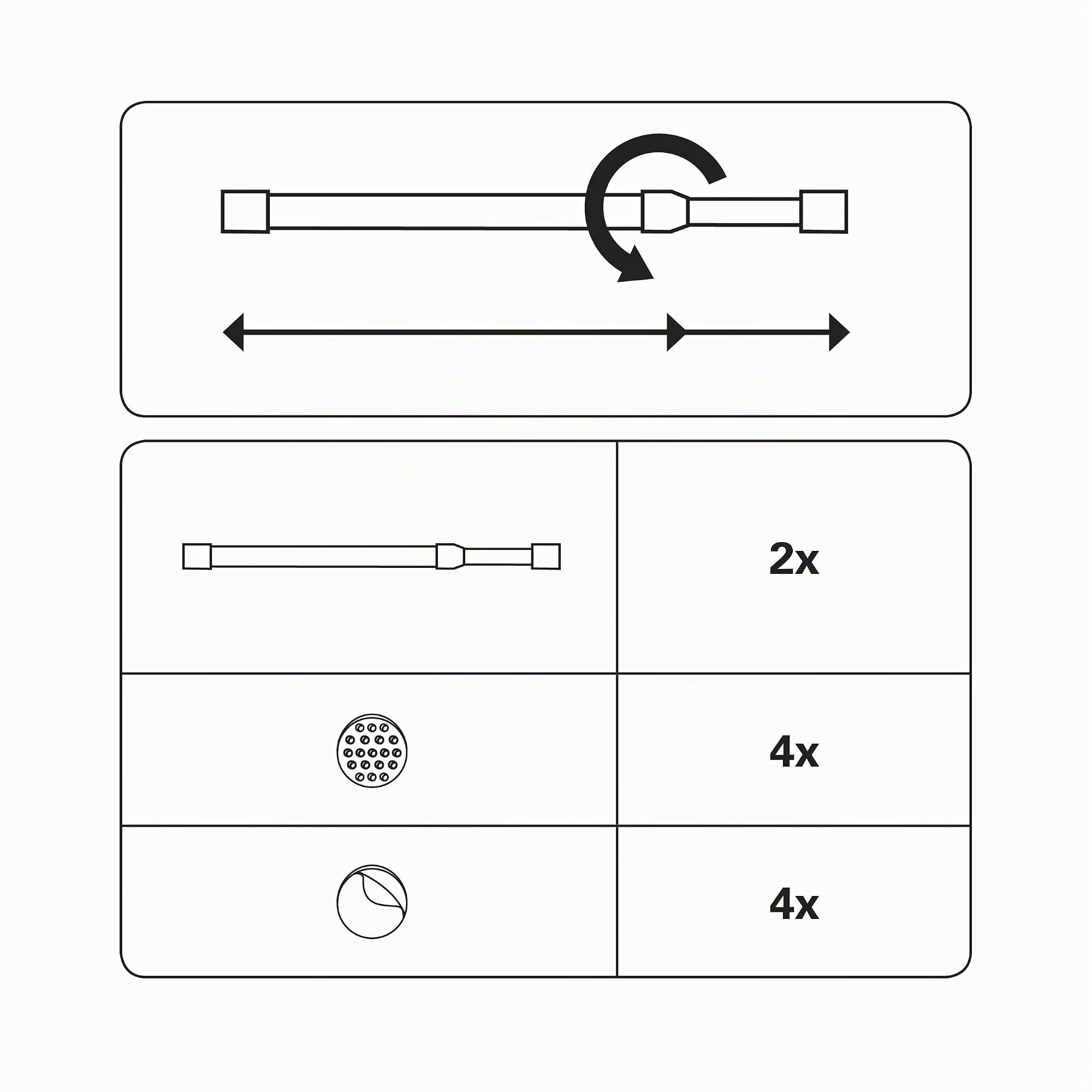 GARDINIA Chicago Klemmstange 45-65 cm Weiß ohne Bohren