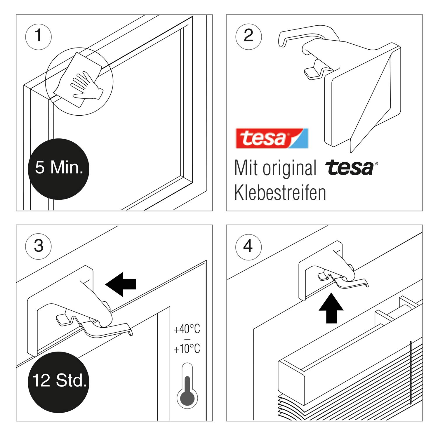 GARDINIA Solid Klebeträger-Set Jalousie Weiß 2 Stück ohne Bohren