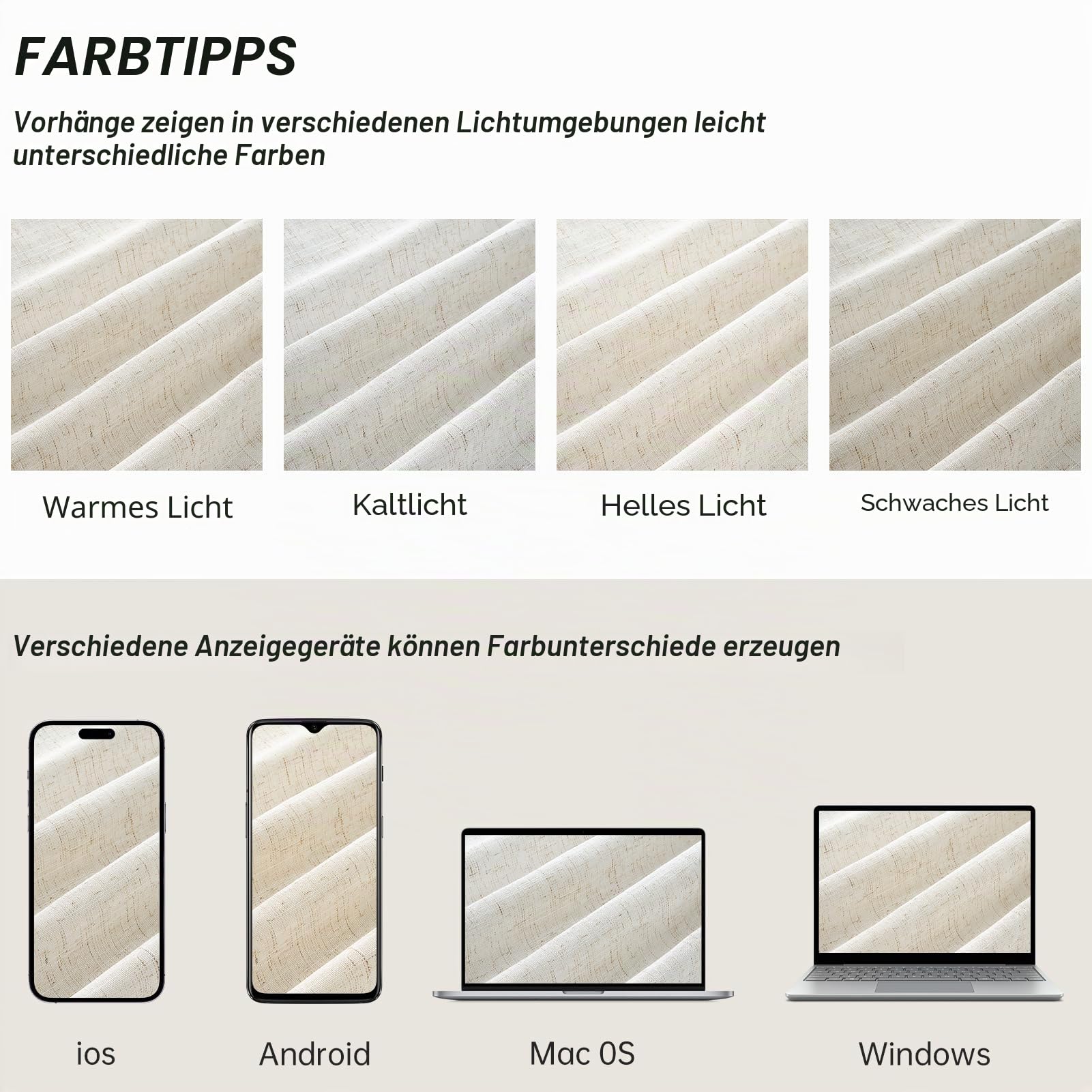 Topfinel Leinen Vorhänge 140x240 Beige 2er Set halbtransparent