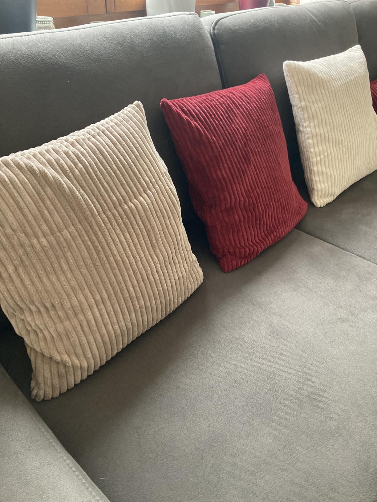 Topfinel Kissenbezüge Kordsamt Creme 40x40 cm 2er Set