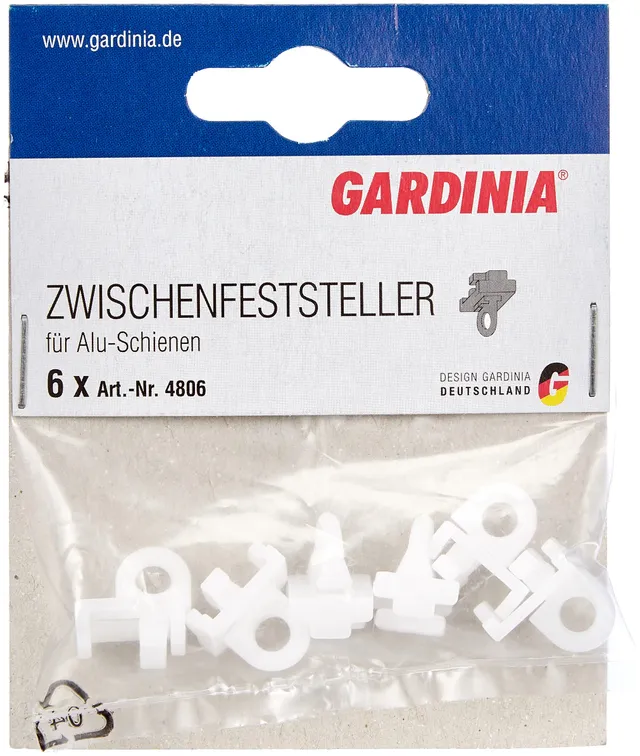 GARDINIA Chicago Feststeller Vorhangschiene Weiß 6 Stück