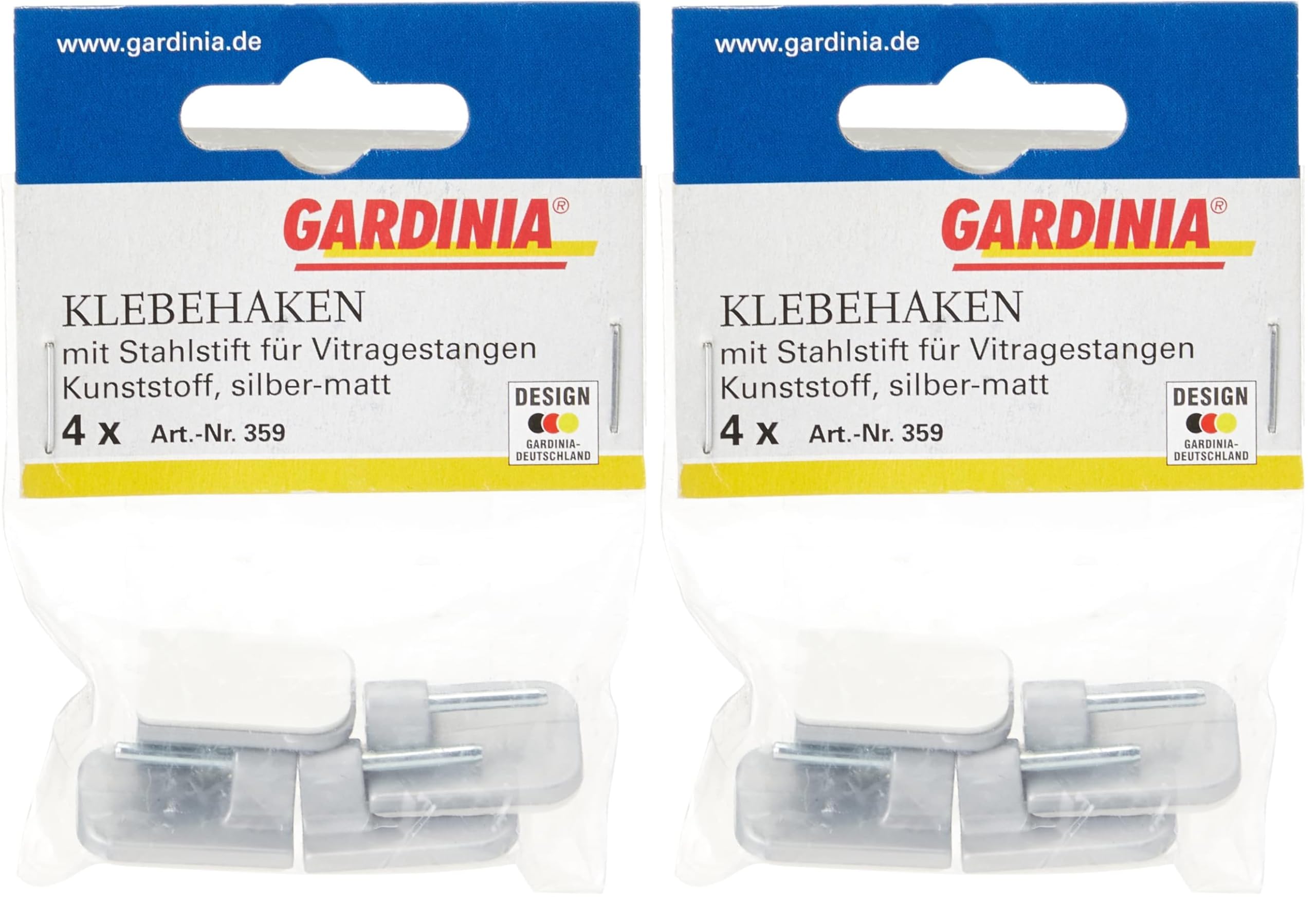 GARDINIA Chicago Klebehaken Vitragestangen 11mm weiß 4 Stk