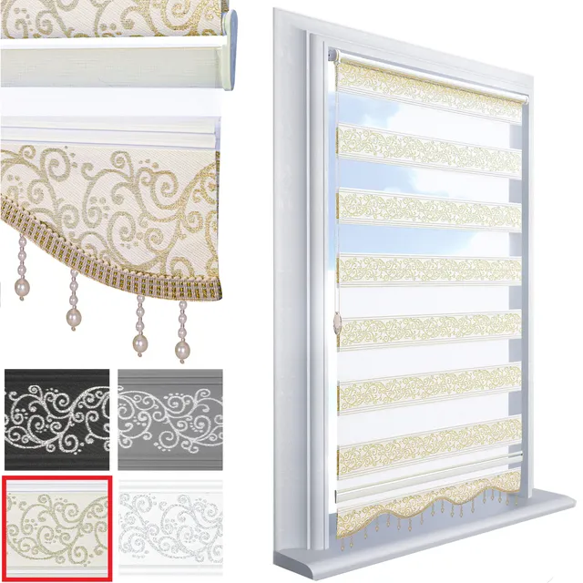 Brillant Doppelrollo Klemmfix 90x200 Gold-Beige blickdicht