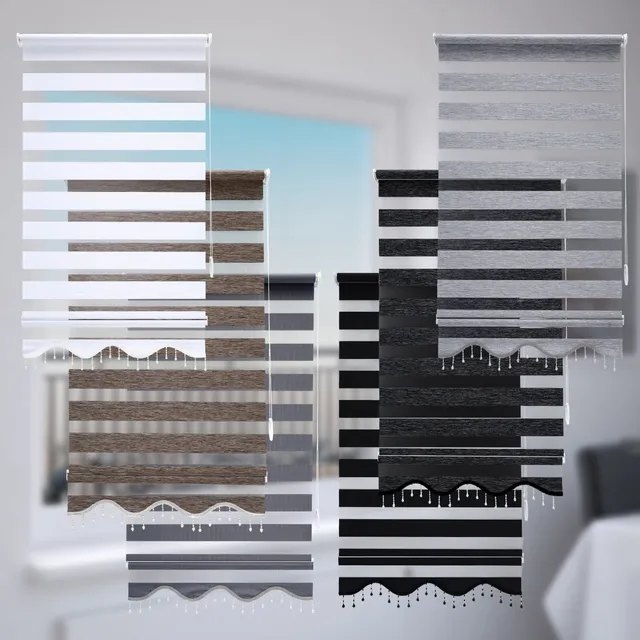 Brillant Doppelrollo Zebra Rollo Grau 110x200 cm Klemmfix