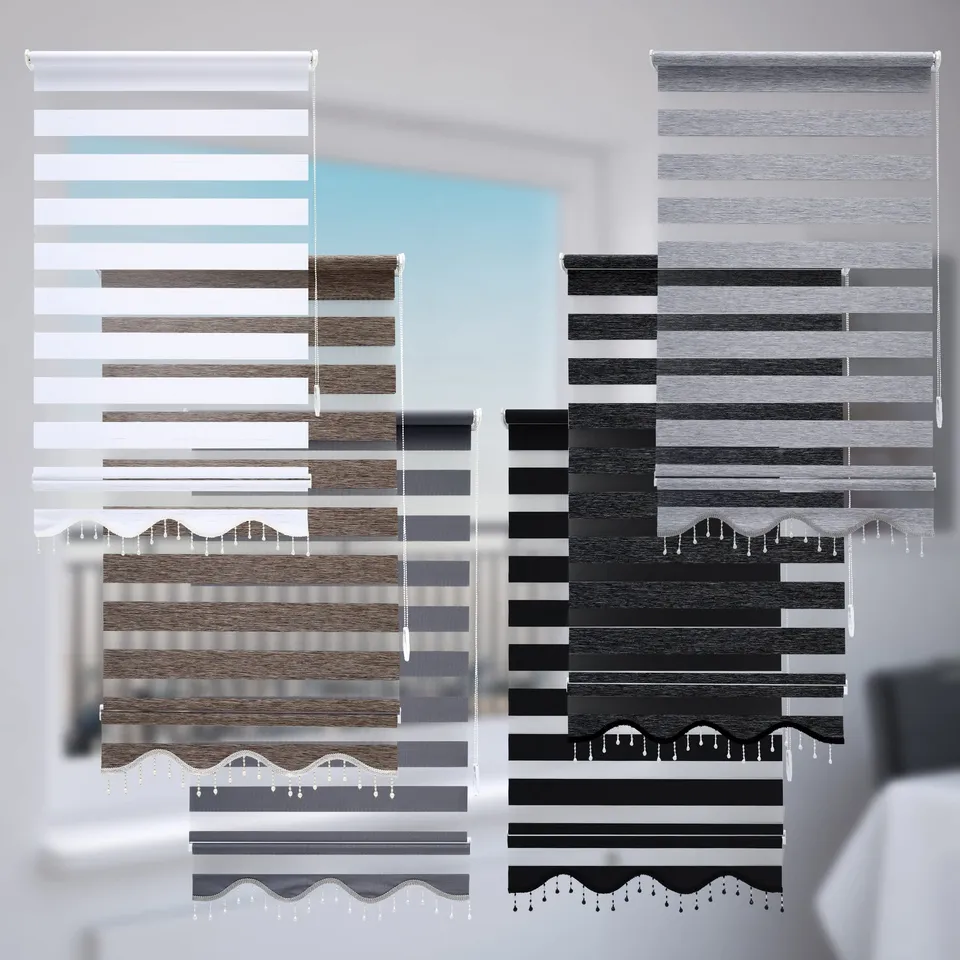 Brillant Doppelrollo Zebra Rollo Grau 110x200 cm Klemmfix