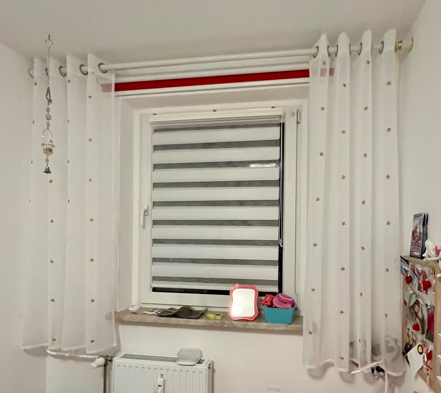 Topfinel Ösenvorhang 145x140 cm weiß 2er Set halbtransparent