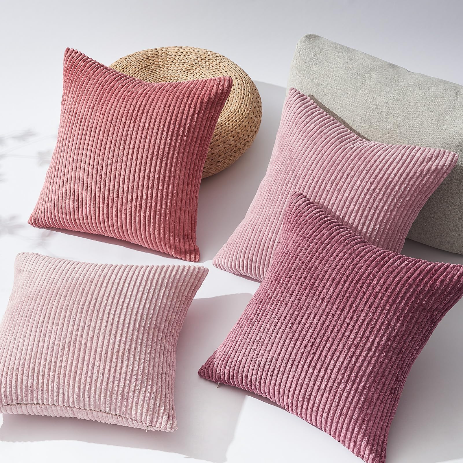 Topfinel Kissenbezüge 40x40 cm Rosa Kordsamt 4er-Set