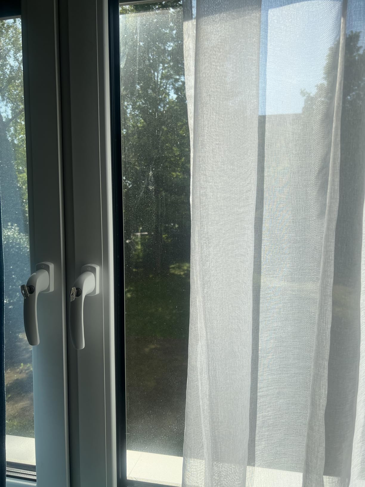 Topfinel Ösenvorhang 145x140 cm weiß 2er Set halbtransparent