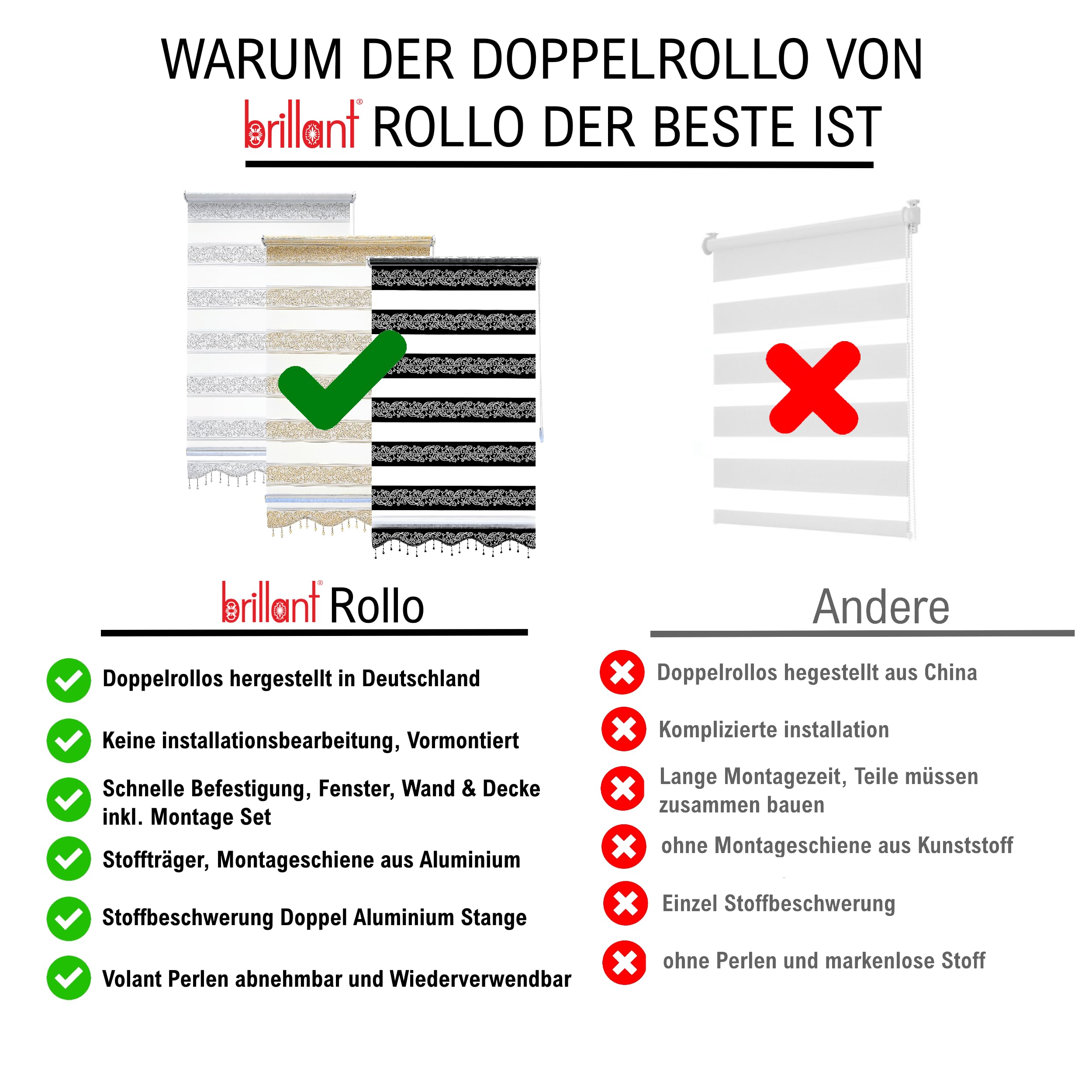 Brillant Doppelrollo Klemmfix Medusa Barock 50x200 cm Glitzer