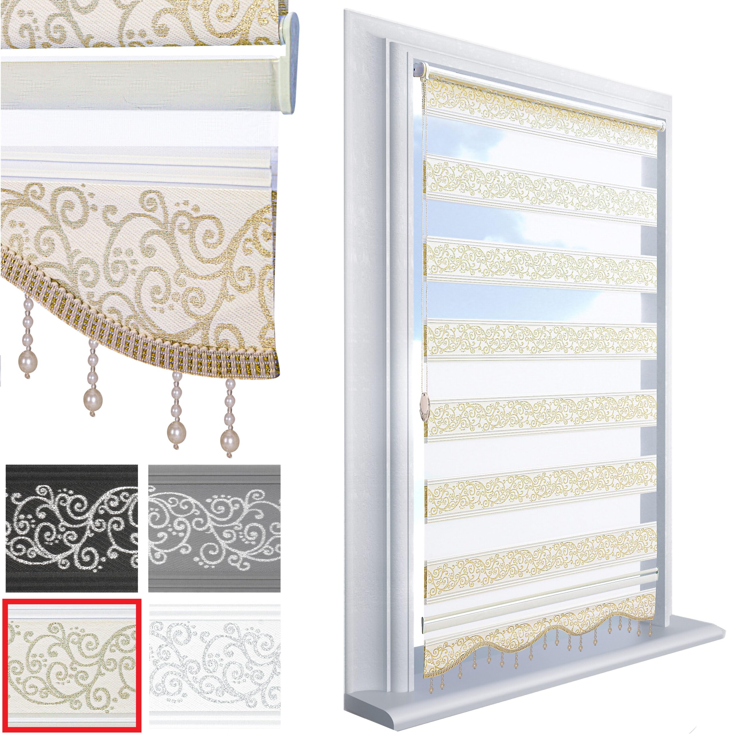 Brillant Doppelrollo Klemmfix 90x200 Gold-Beige blickdicht