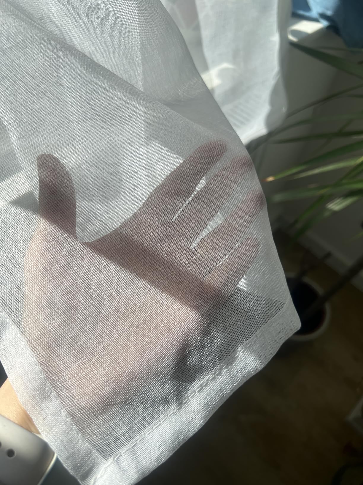 Topfinel Ösenvorhang 145x140 cm weiß 2er Set halbtransparent