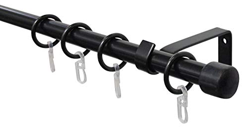 Gardinia Industrial Home Gardinenstange Cap Schwarz 130-240 cm