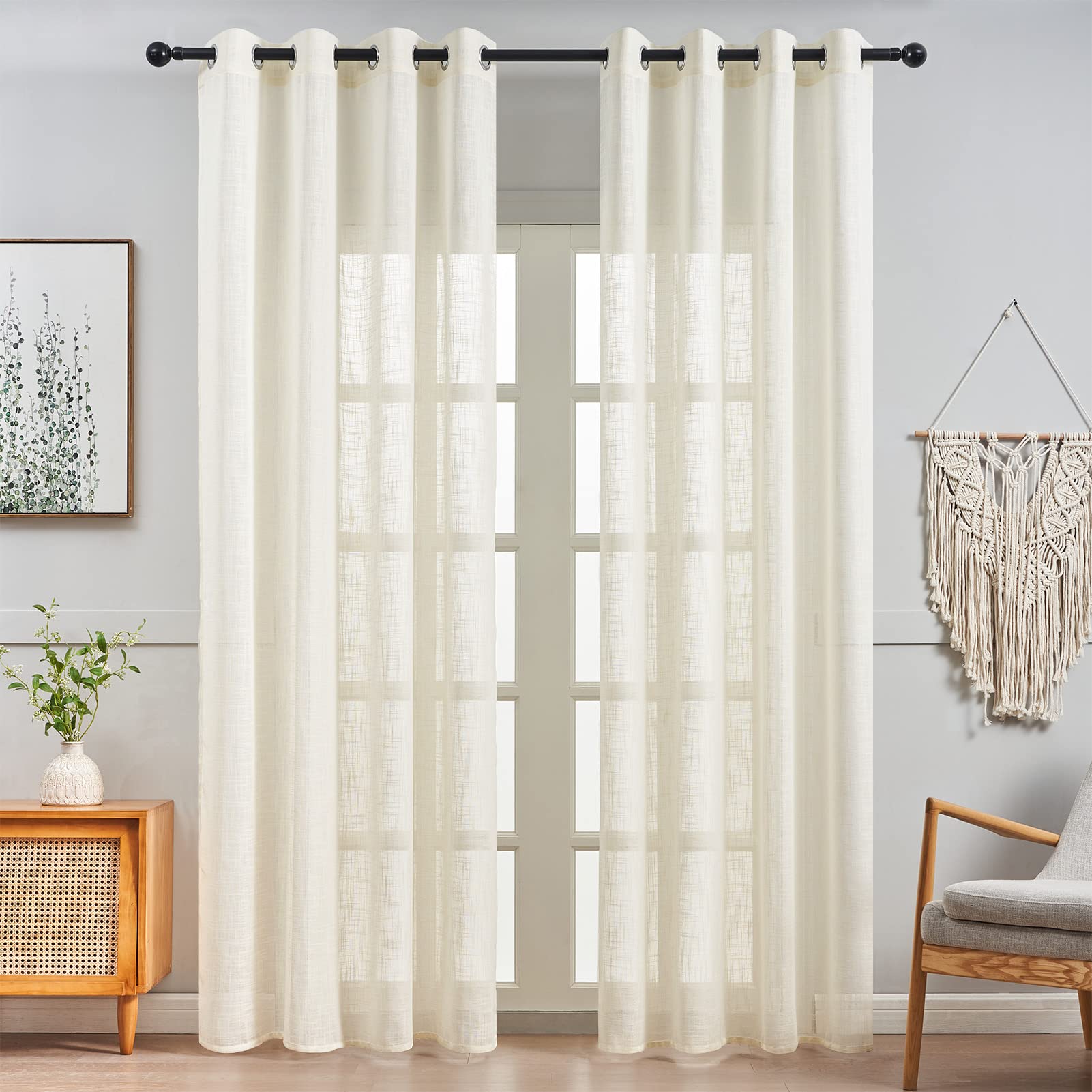 Topfinel Gardinen Leinenoptik 140x245 Beige 2er-Set Ösen