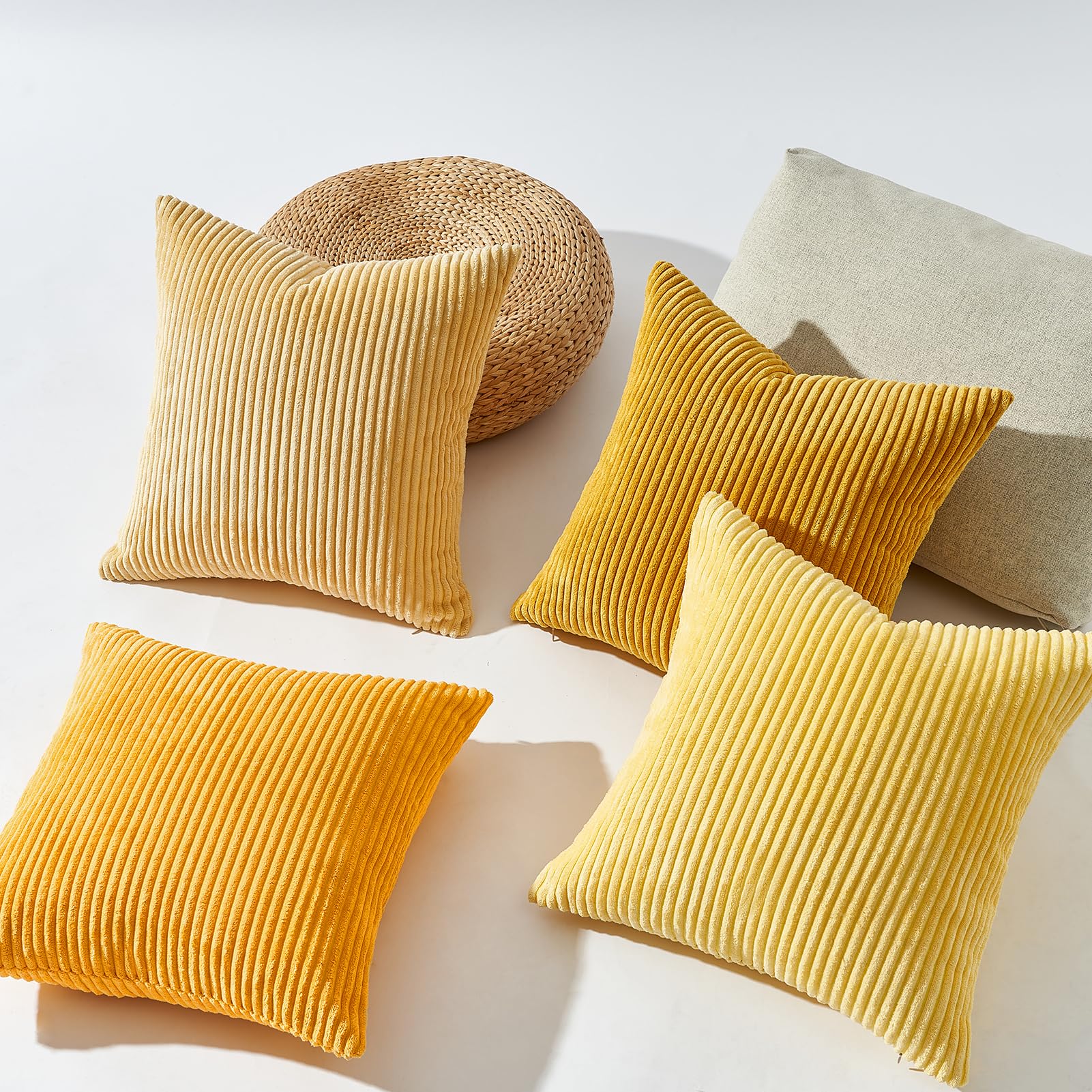 Topfinel Kissenbezug Gelb 40x40 cm Kordsamt 4er Set