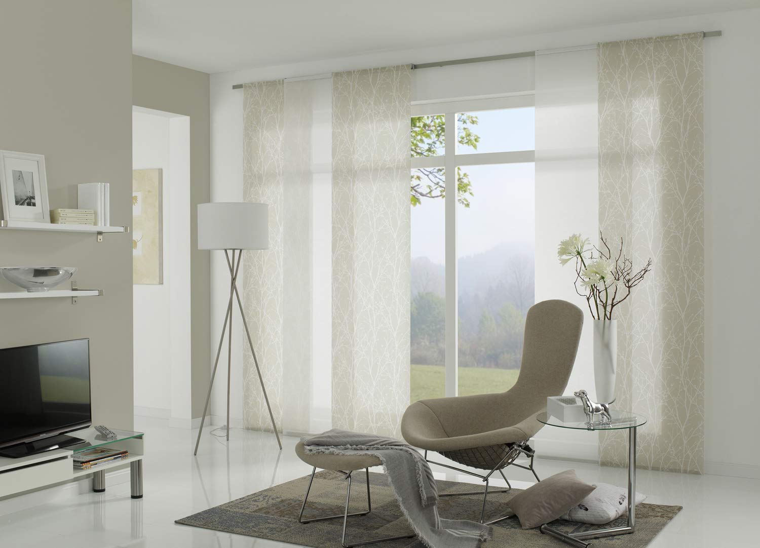 Gardinia Solid Flächenvorhang Äste Beige 60x245 cm