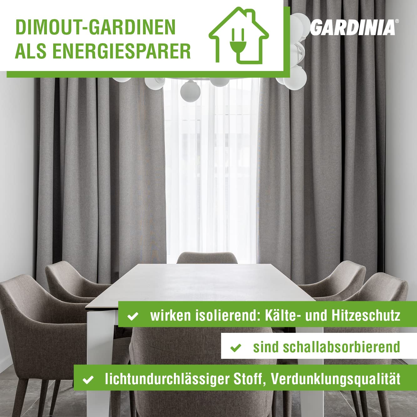 GARDINIA Country Dimout Vorhang Schwarz 140x245 blickdicht
