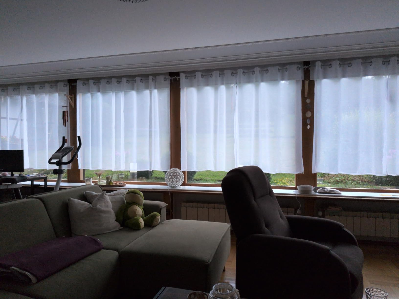Topfinel Ösenvorhang 145x140 cm weiß 2er Set halbtransparent