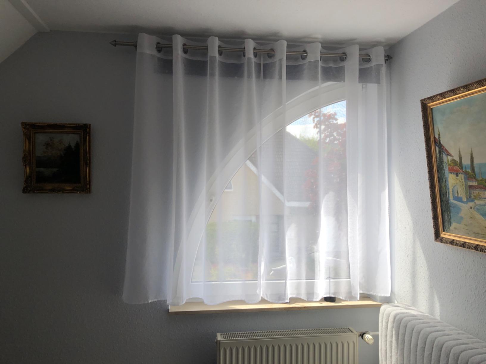 Topfinel Ösenvorhang 145x140 cm weiß 2er Set halbtransparent