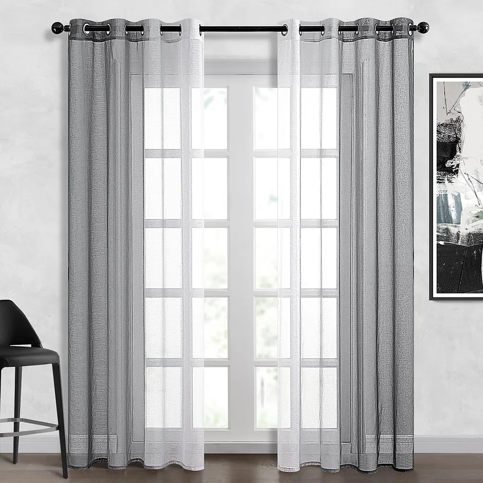 Topfinel Gardinen Ösen Grau-Weiß 140x225 cm 2er Verlauf