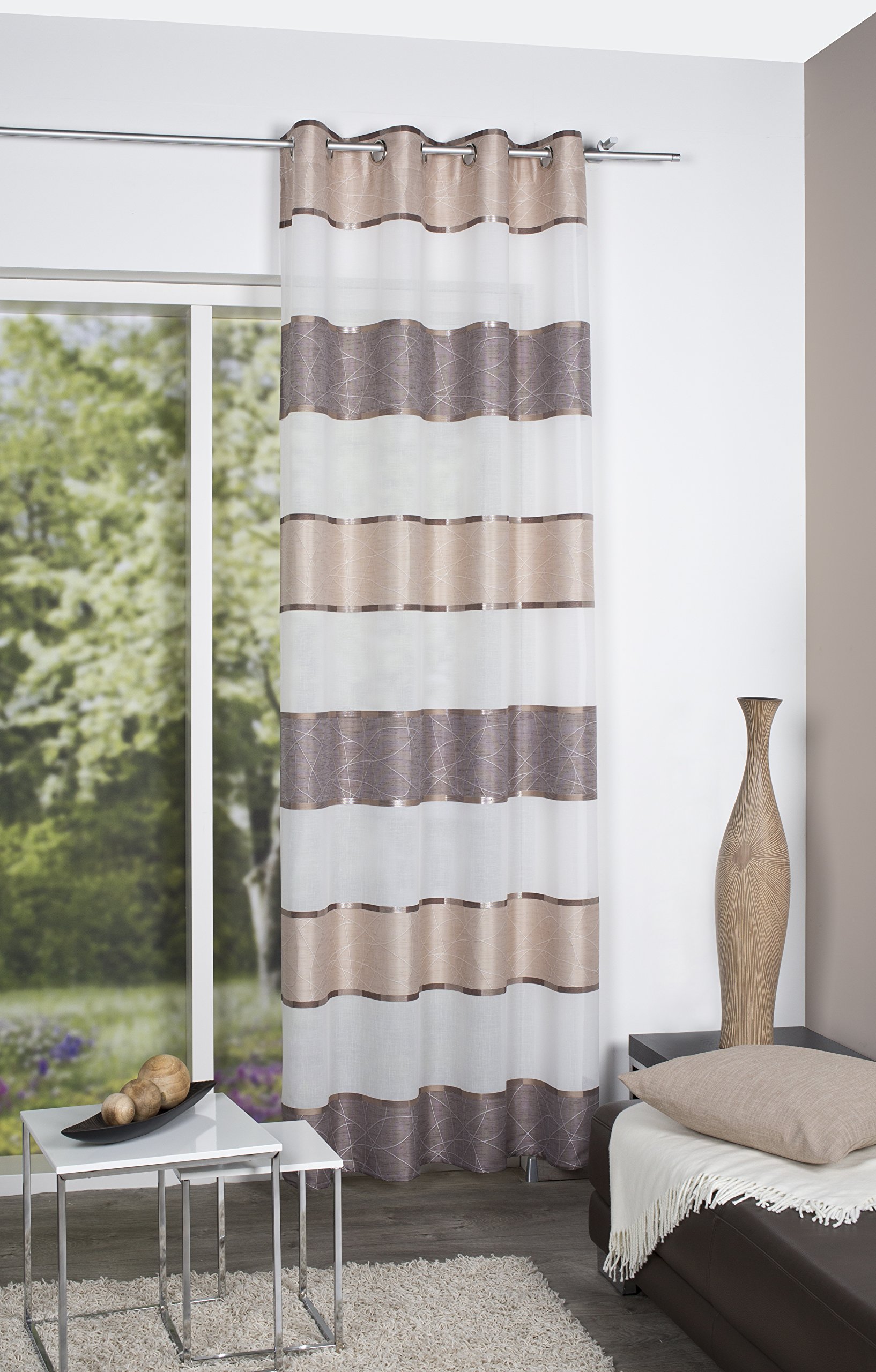 Home Fashion Ösenschal Querstreifen Vorhang 175x140 cappuccino